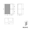 BELDIVO mueble bajo lavabo 50cm con lavabo blanco