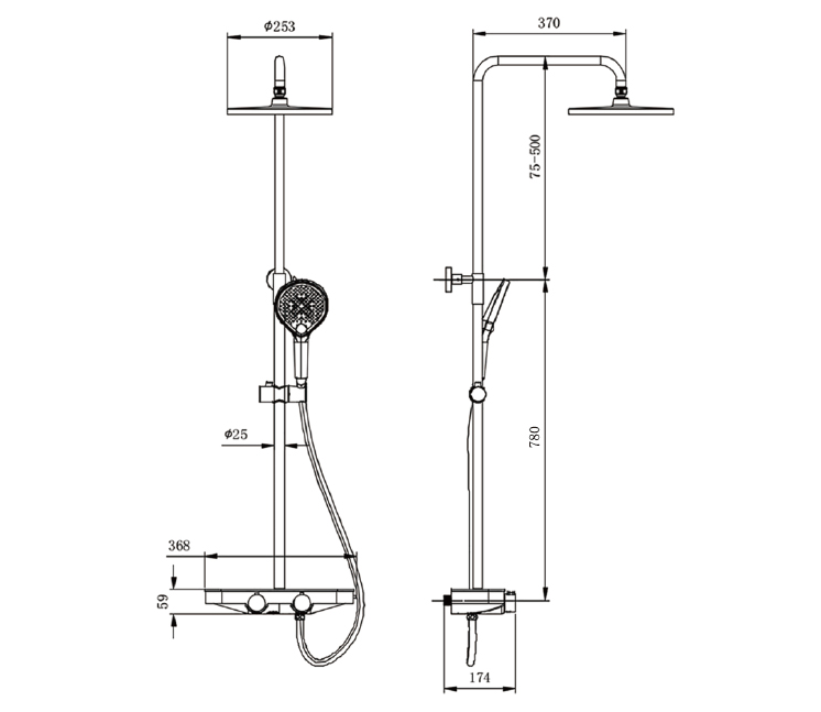 Sistema de ducha termostático BS371