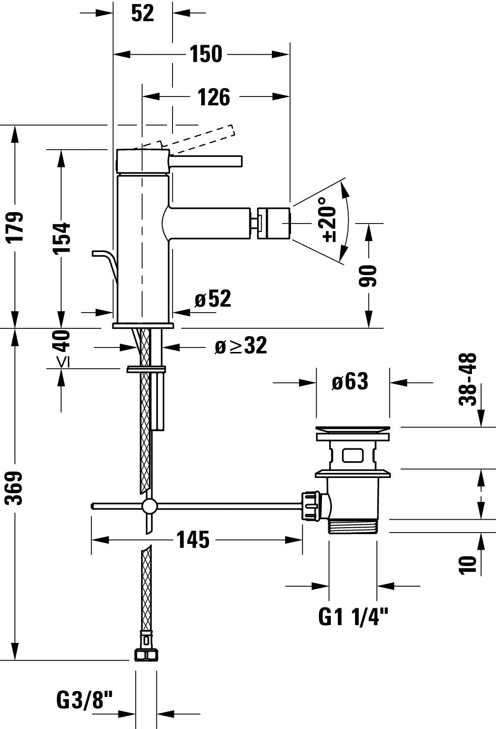 Duravit Circle mezclador monomando para bidé