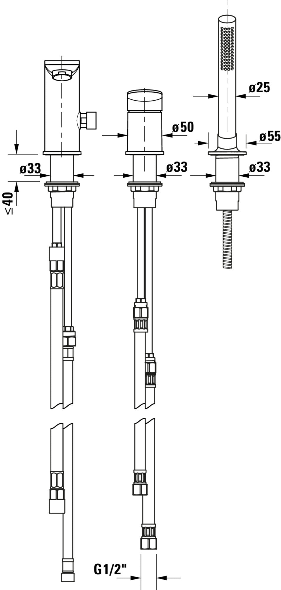 Duravit Wave Mezclador de bañera de 3 orificios