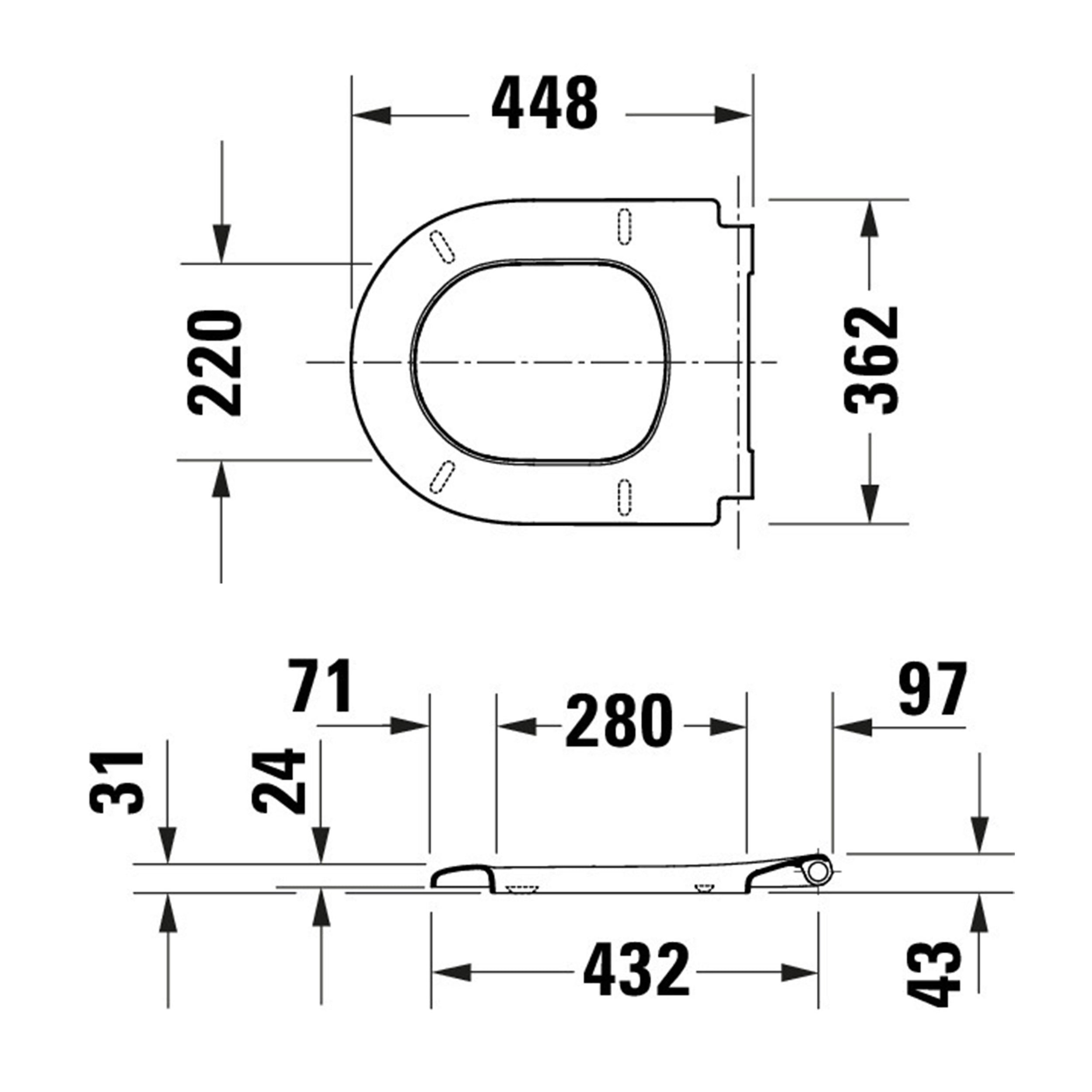 Asiento de inodoro universal Duravit Univavo con cierre amortiguado, redondo