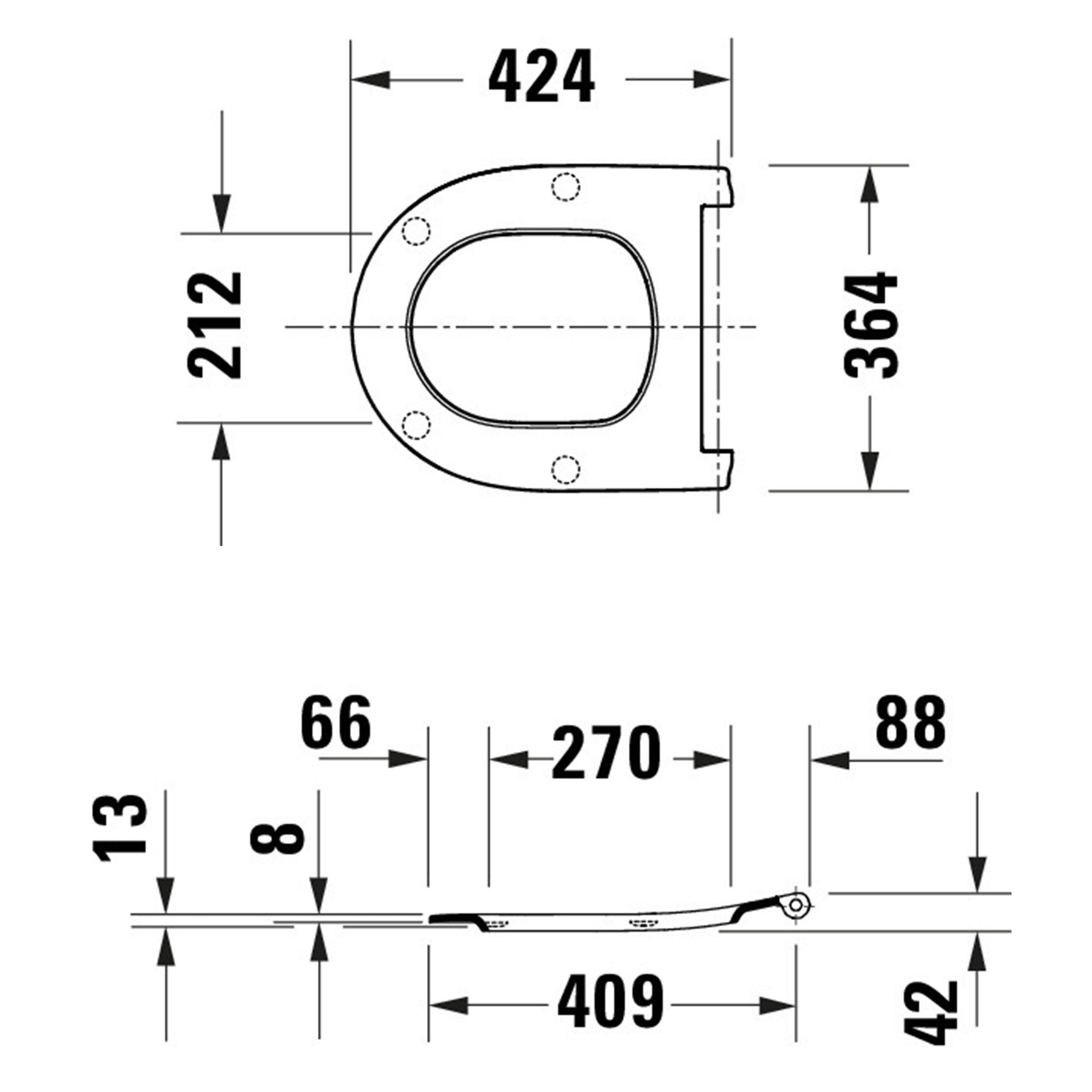 Asiento de inodoro Duravit Univavo Universal con mecanismo de cierre suave, ovalado