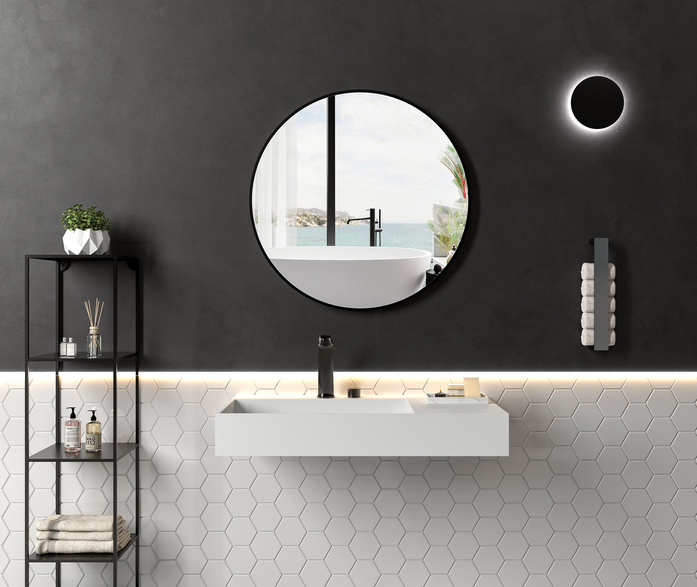 PB2015 Lavabo mural de fundición mineral