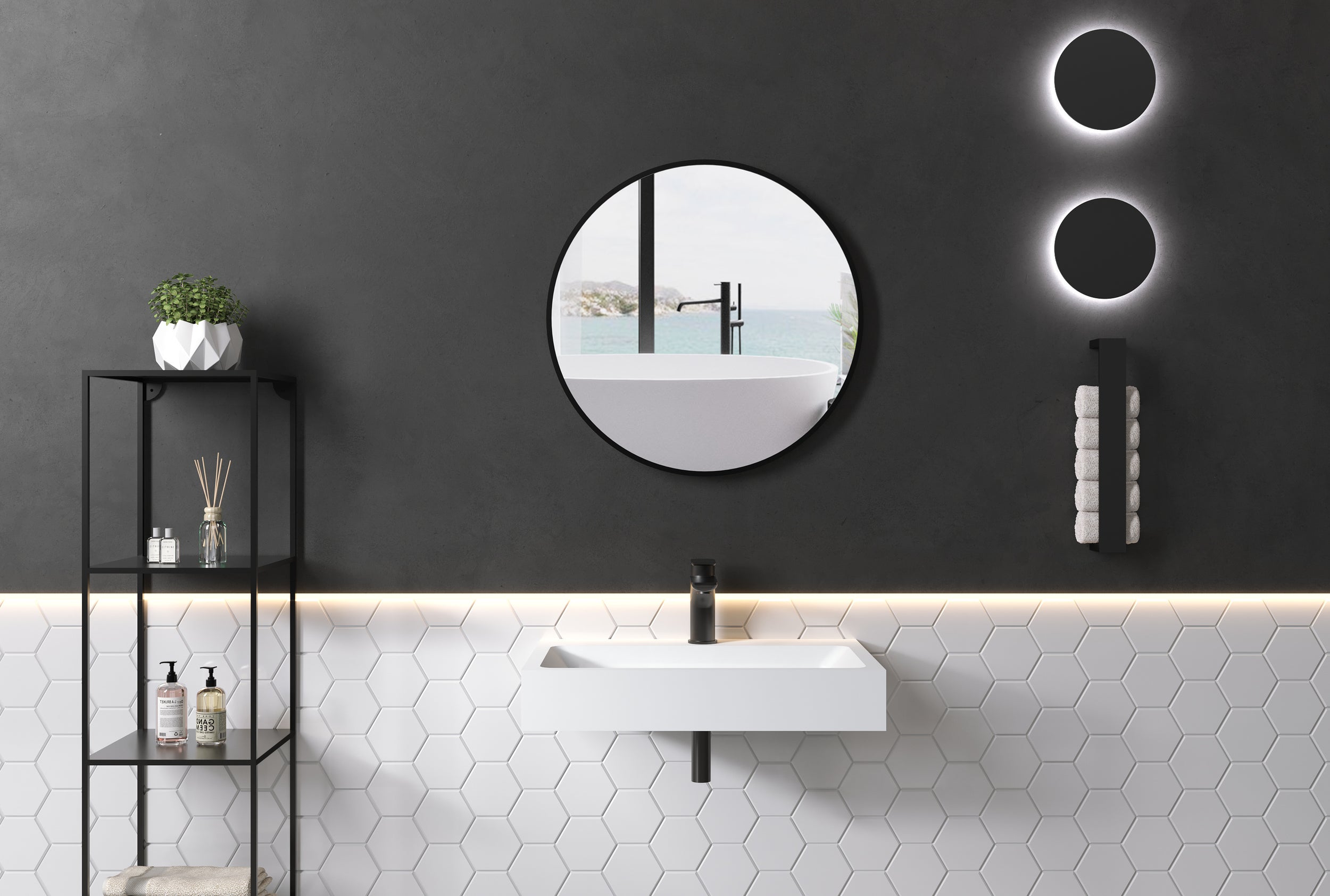 Lavabo mural PB2142 de fundición mineral