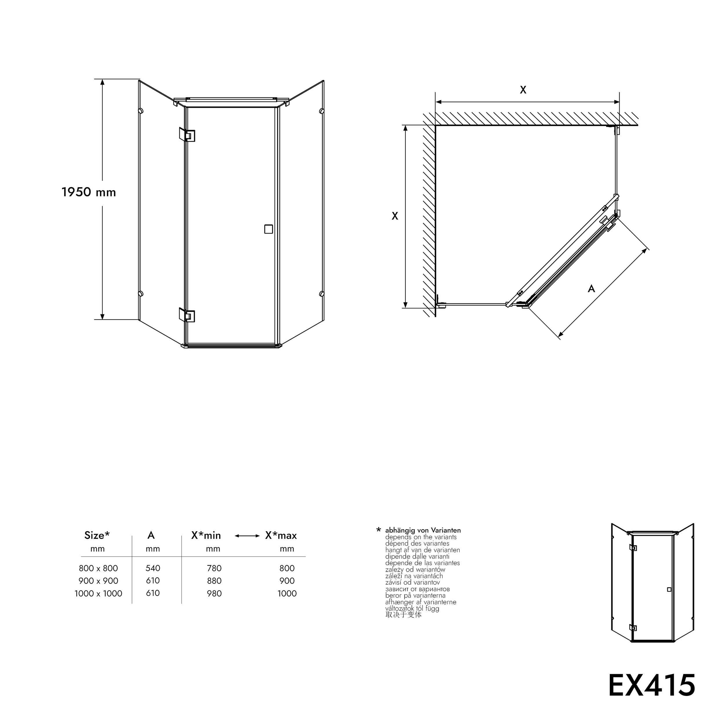 Cabina de ducha pentagonal EX415