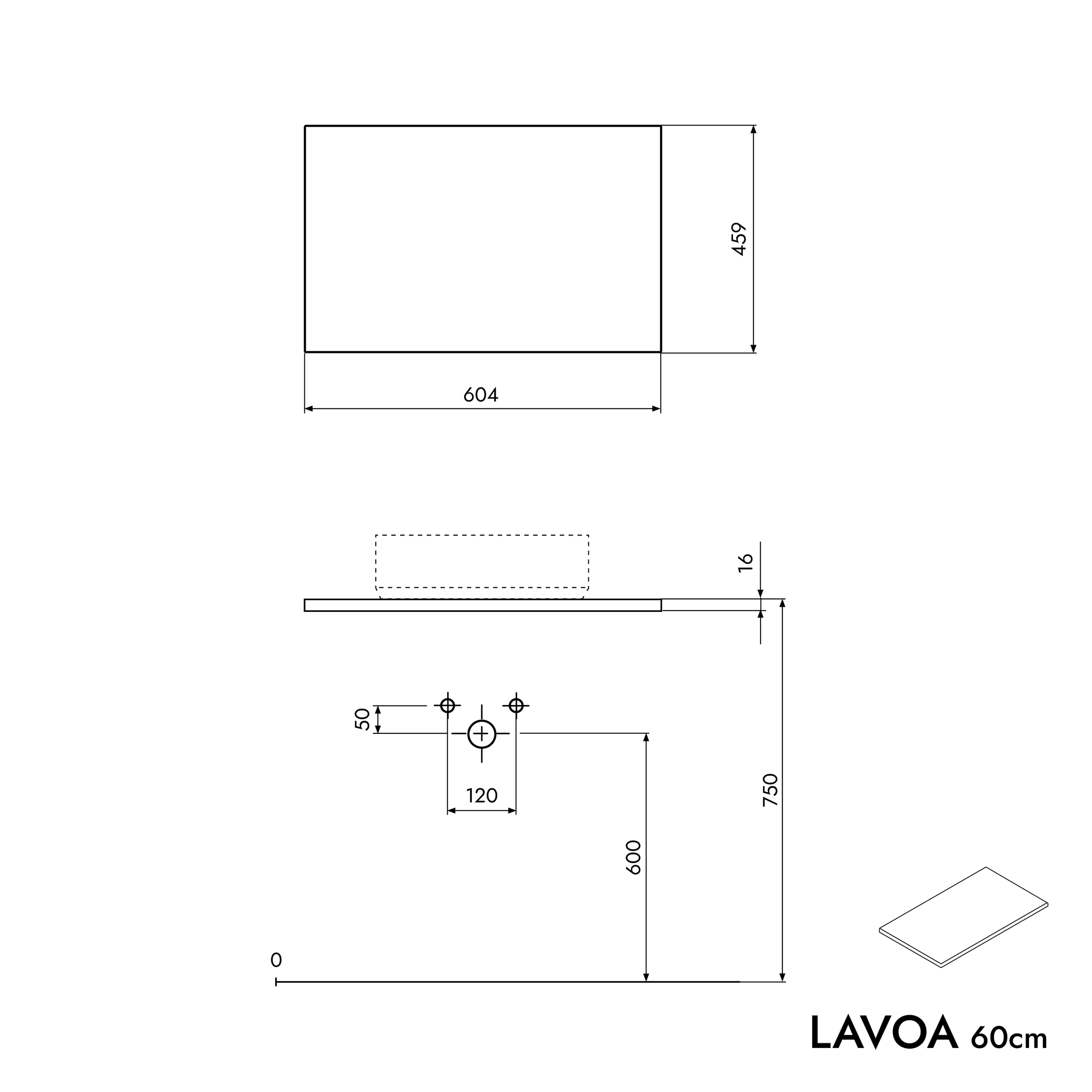 Mueble de cuarto de baño lavabo LAVOA 60 cm