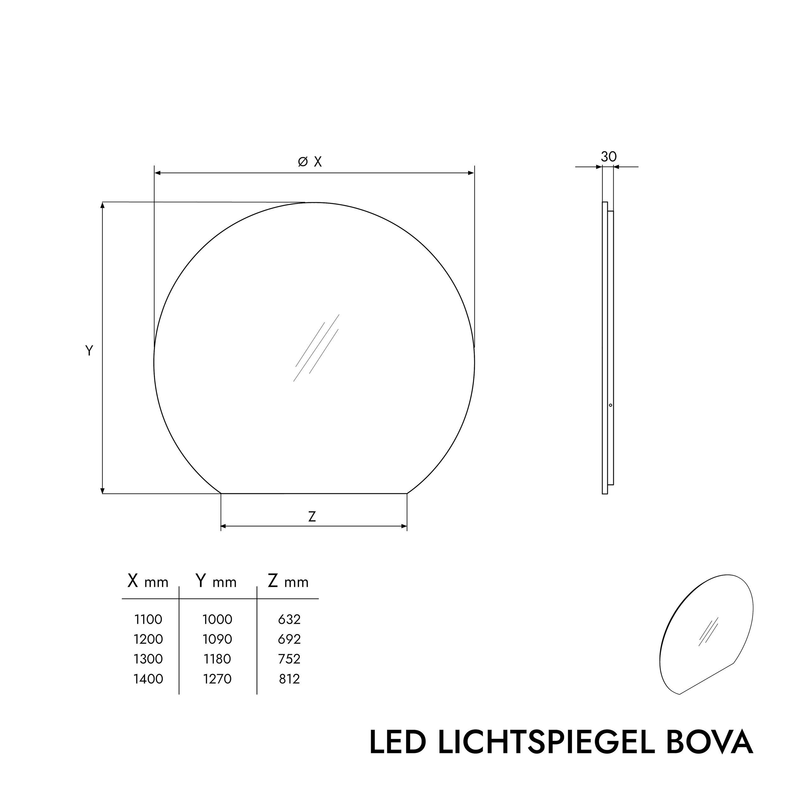 Espejo de luz LED BOVA 2.0