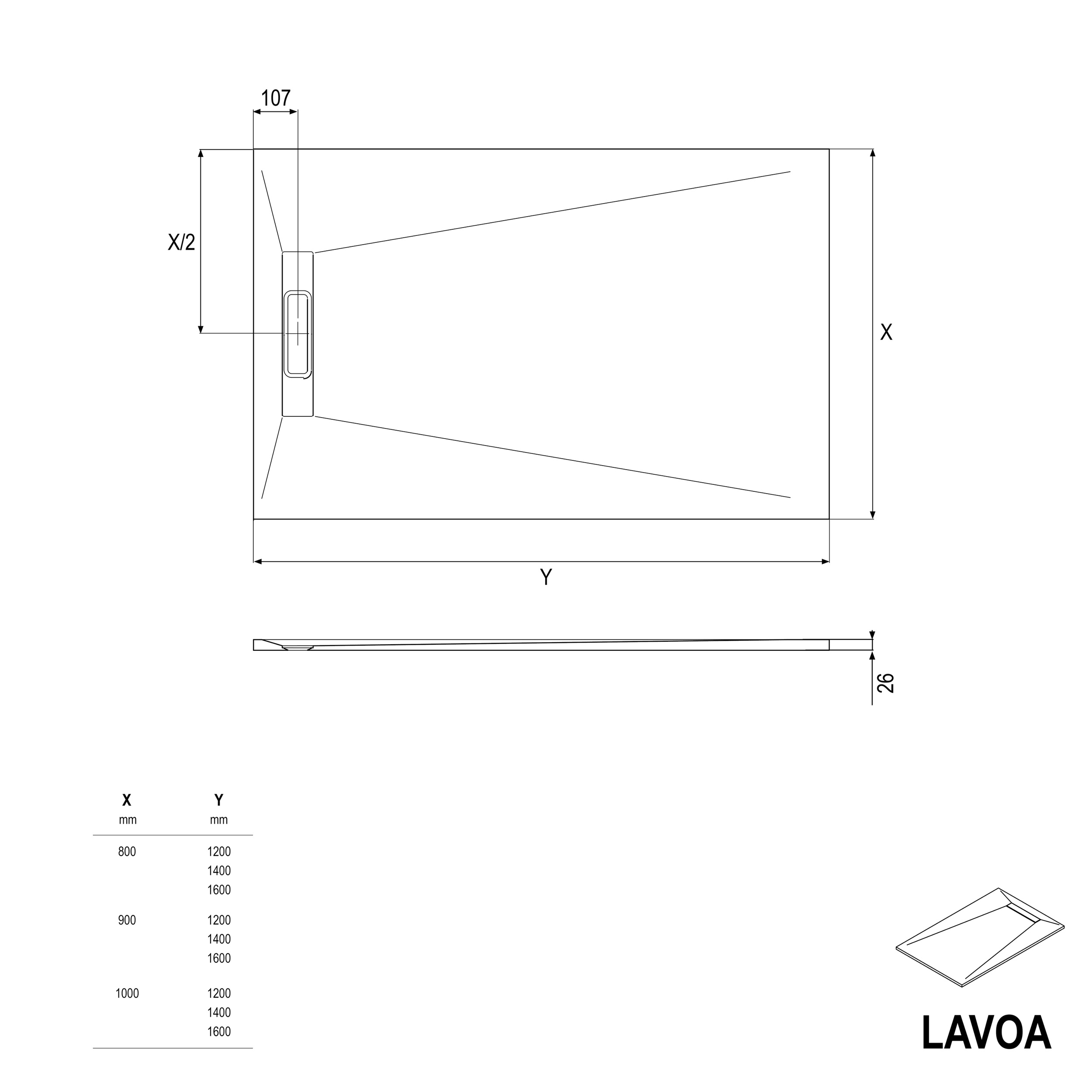 Plato de ducha plano de fundición mineral LAVOA