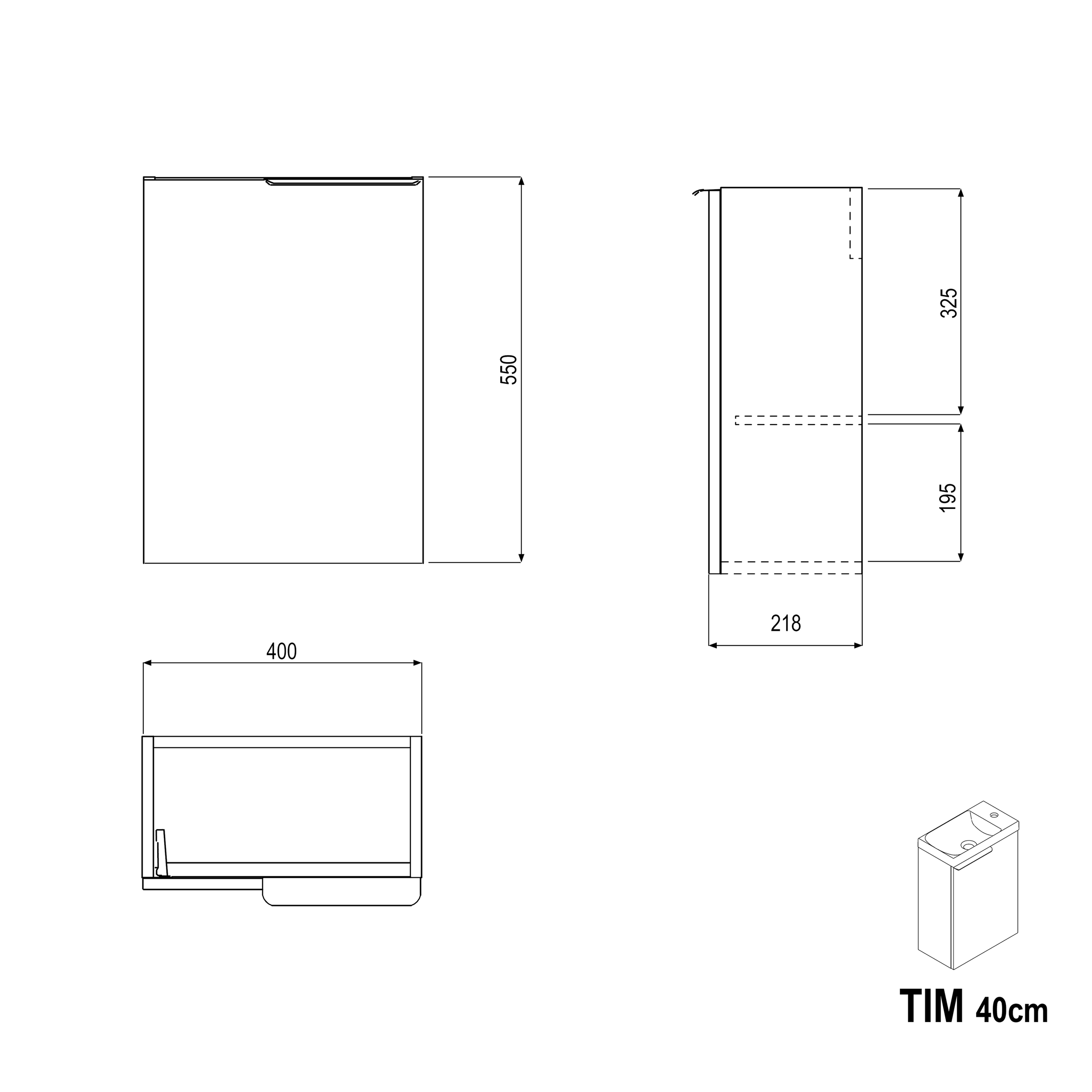 Mueble bajo lavabo TIM 40 cm