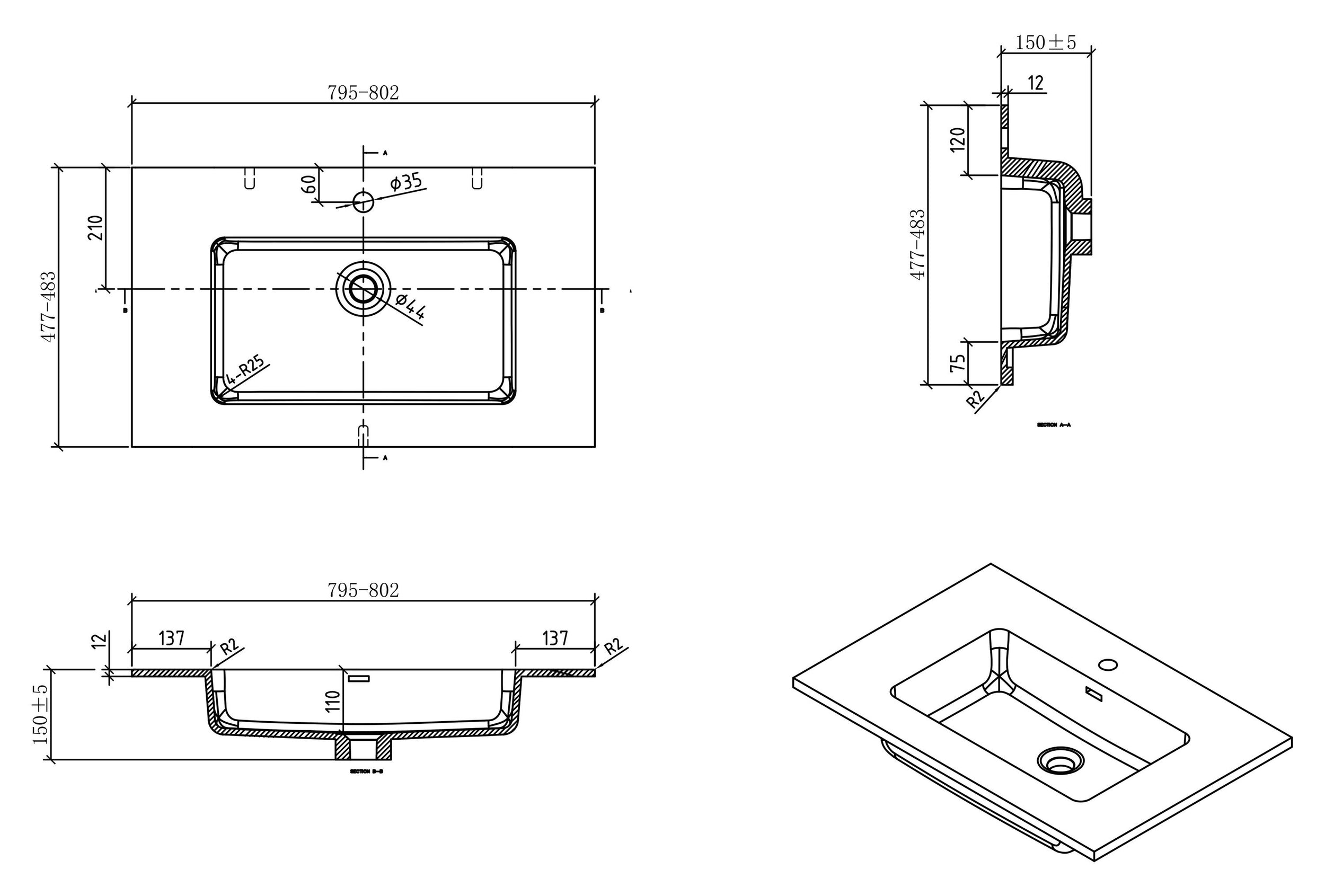 Mueble bajo lavabo Alice 800