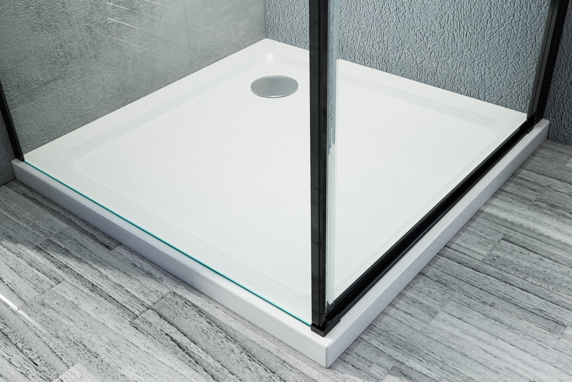 Mampara de ducha de esquina EX416S NEGRO - 90 x 90 x 195 cm - con cristal de seguridad NANO de 6 mm.