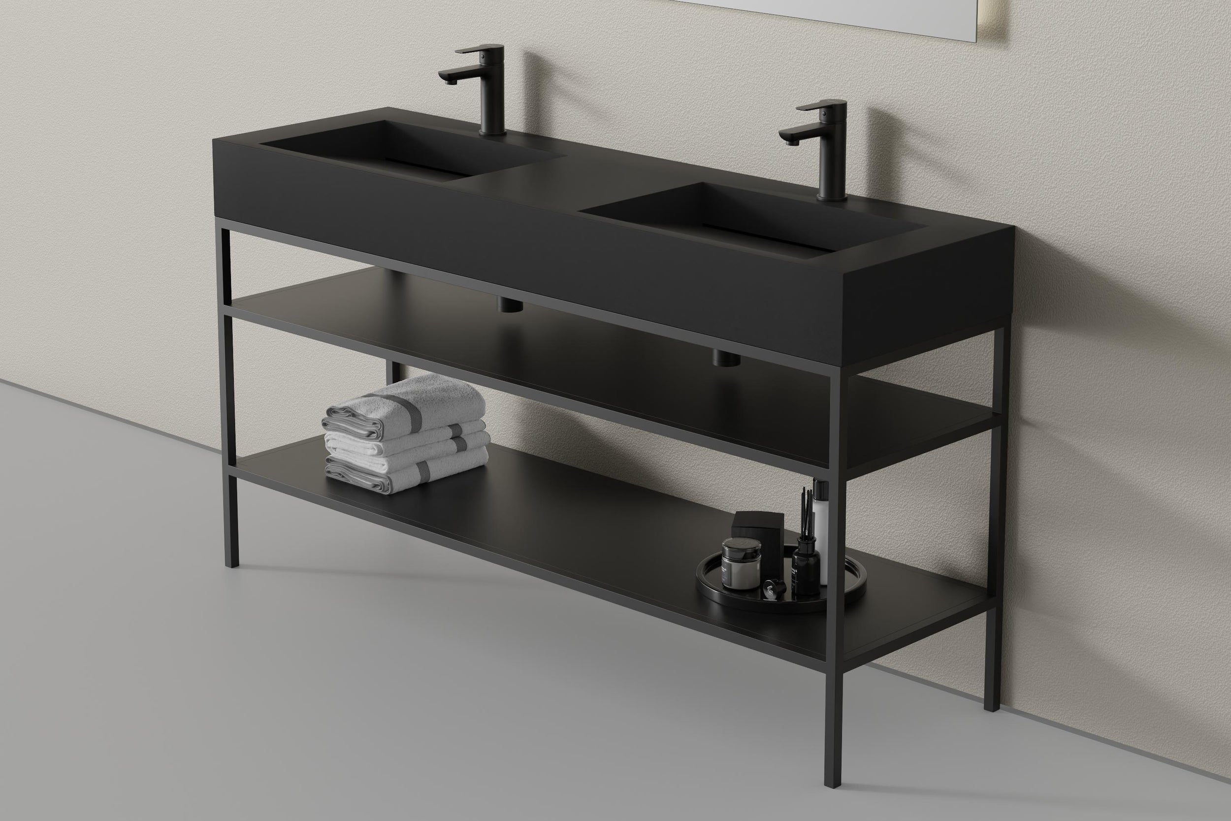 Soporte metálico para lavabo 150S de pie - Negro mate - base a juego para lavabo Bernstein TWG16