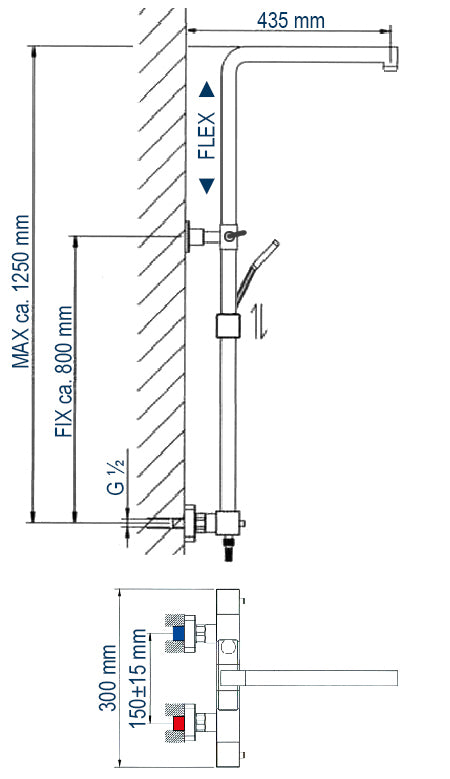 Columna de ducha de diseño Termostato 3011 Basic