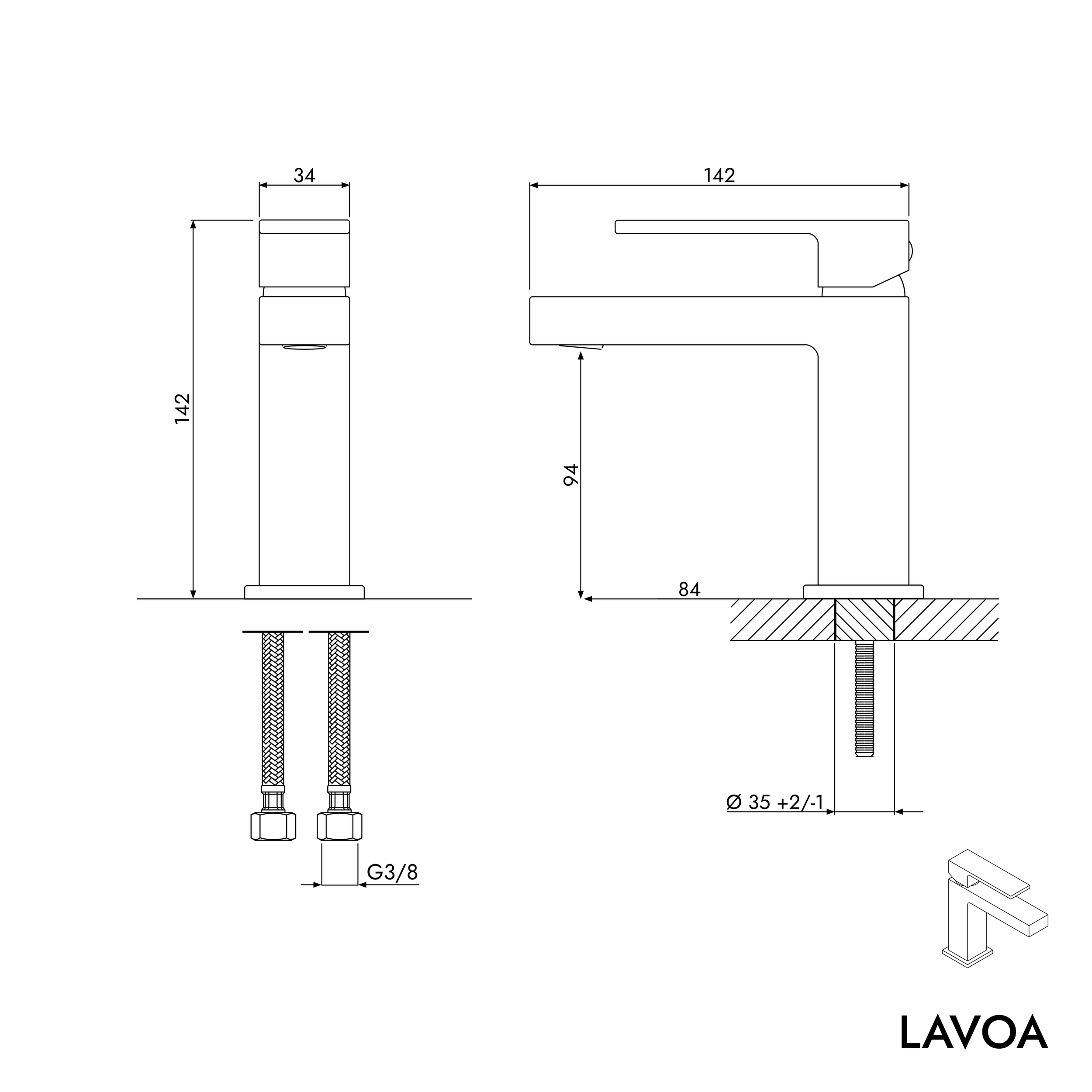 Grifo de lavabo LAVOA - tamaño S
