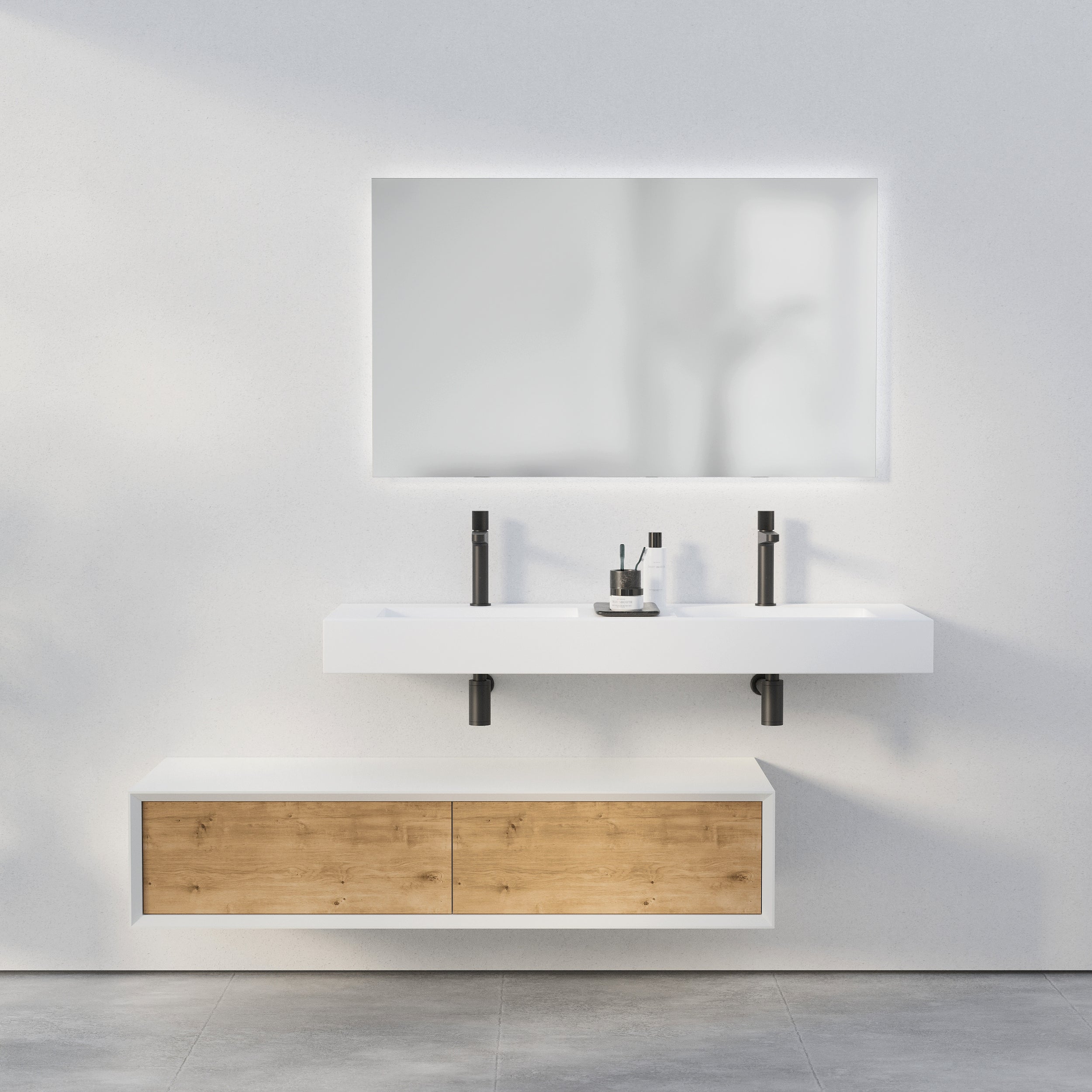 Mueble de baño Sideboard Fiona Slim 140 cm blanco mate 