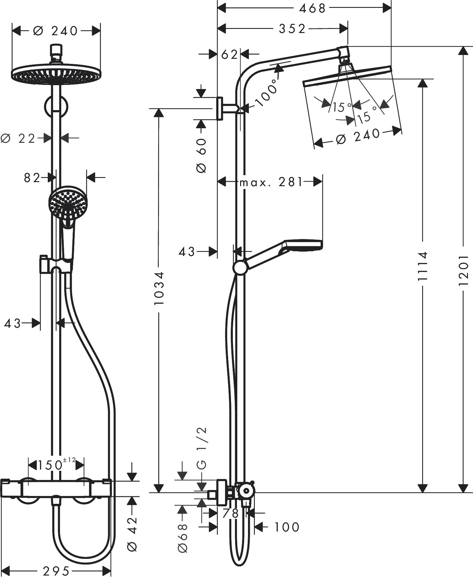 hansgrohe Crometta S 240 Duschsystem mit Thermostat