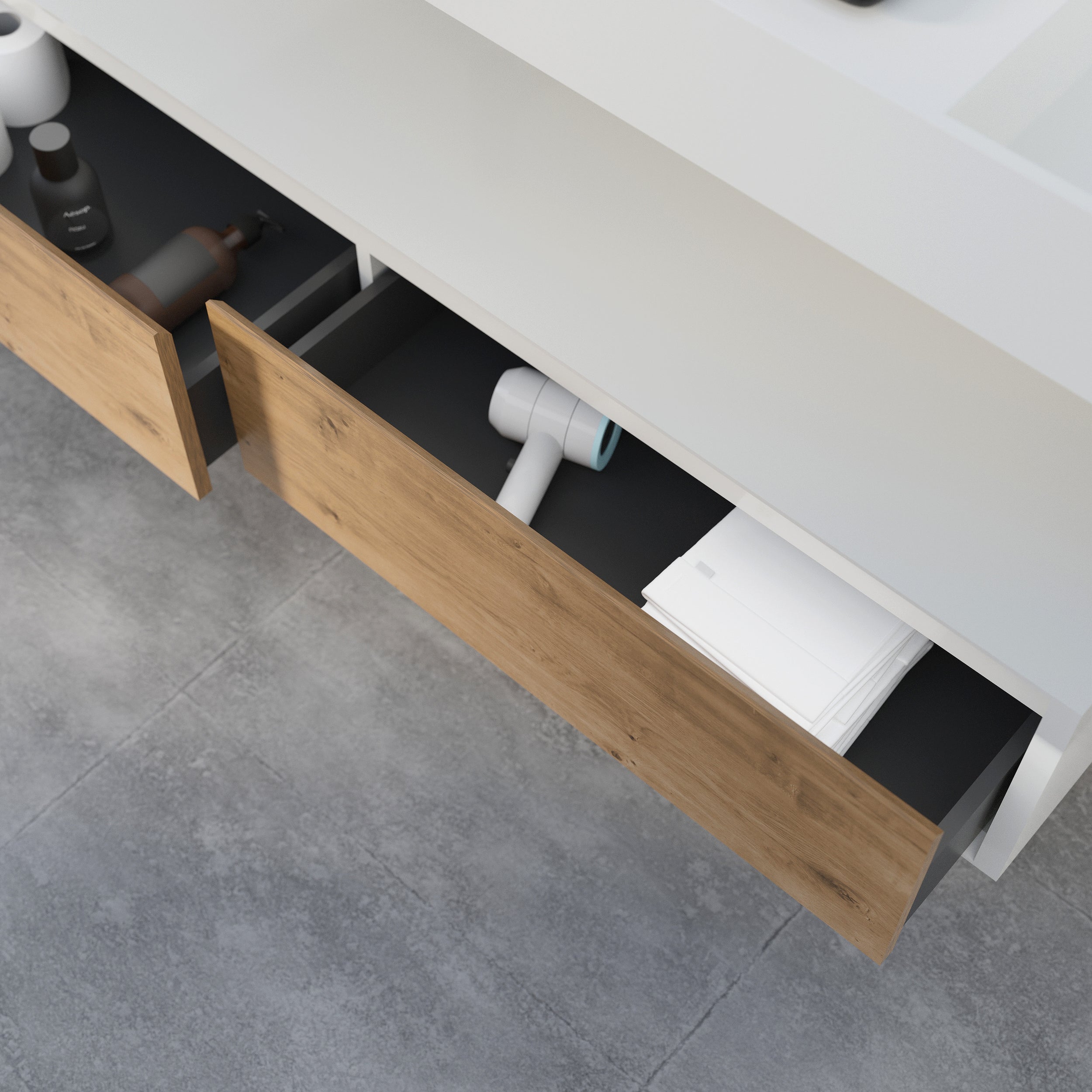 Aparador de baño Fiona Slim 160 cm Blanco Mate