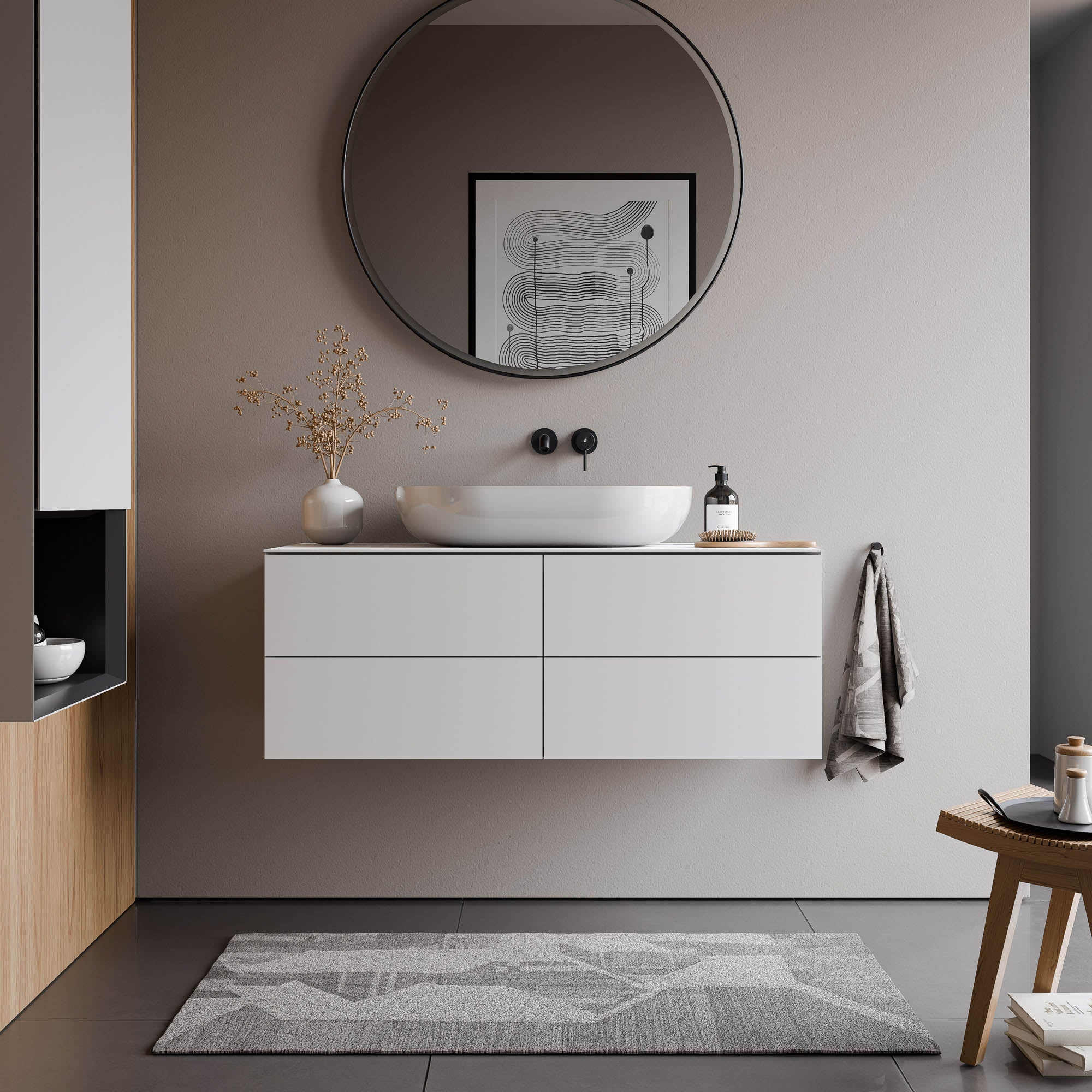Mueble bajo lavabo ARCTIC 1200 Blanco Softtouch para lavabo sobre encimera