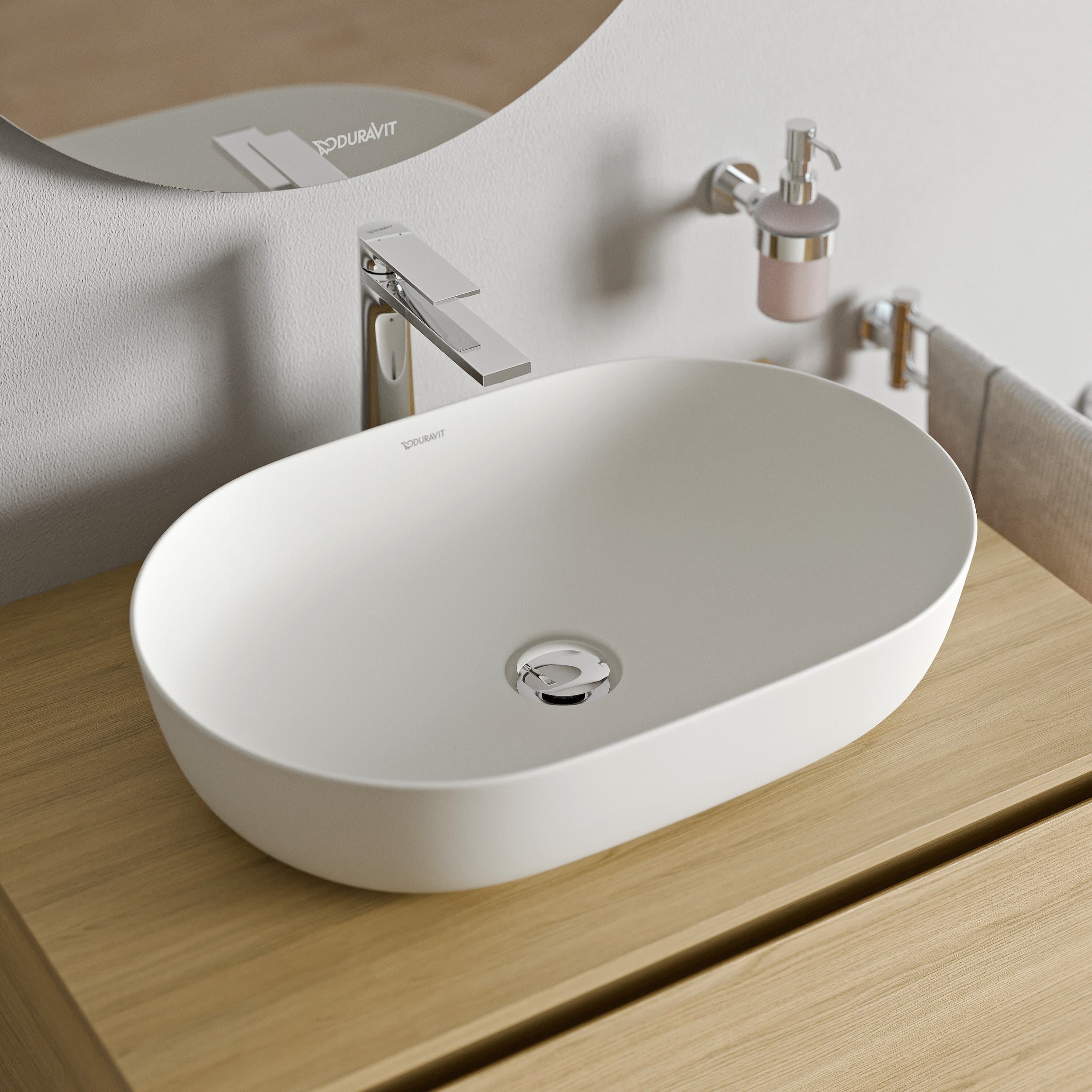 Lavabo sobre encimera Duravit Lagoa 60 cm, DuraCast Smooth - Blanco mate