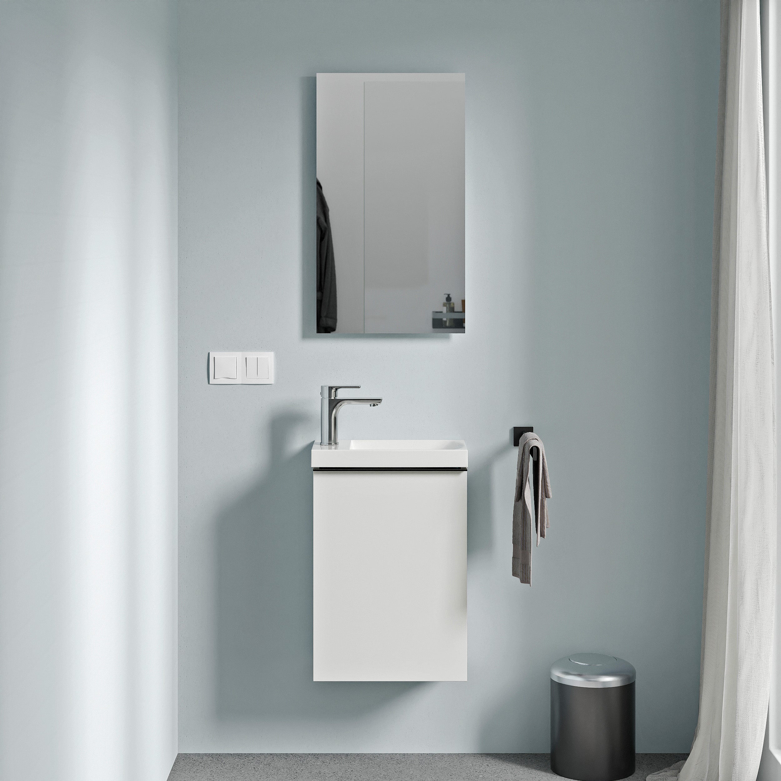 Conjunto de muebles para baño de aseo de invitados TIM 40 cm con lavabo