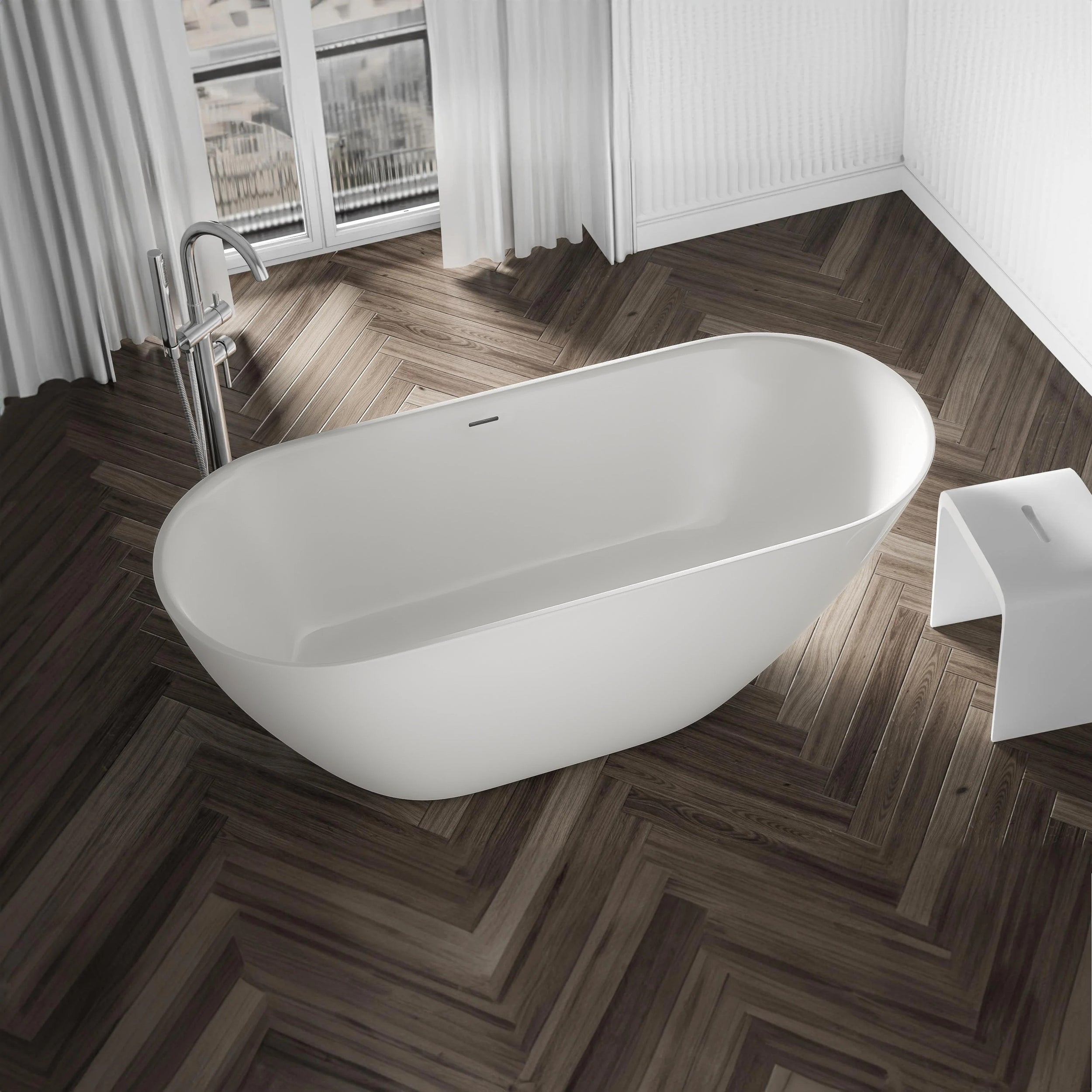 Bañera exenta ROMA 2.0 acrílico blanco mate - 180 x 80 x 58 cm