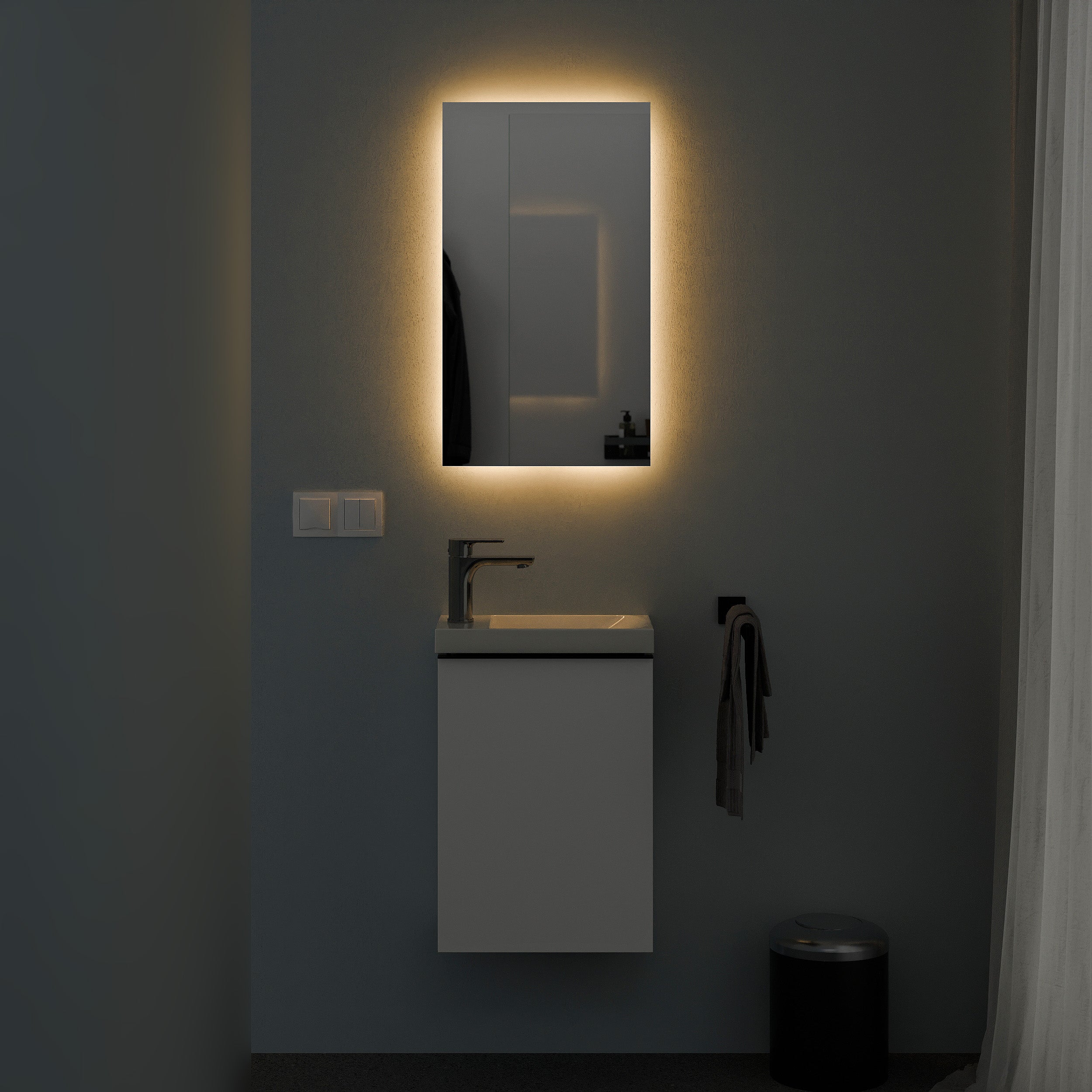 Conjunto de muebles para baño de aseo de invitados TIM 40 cm con lavabo