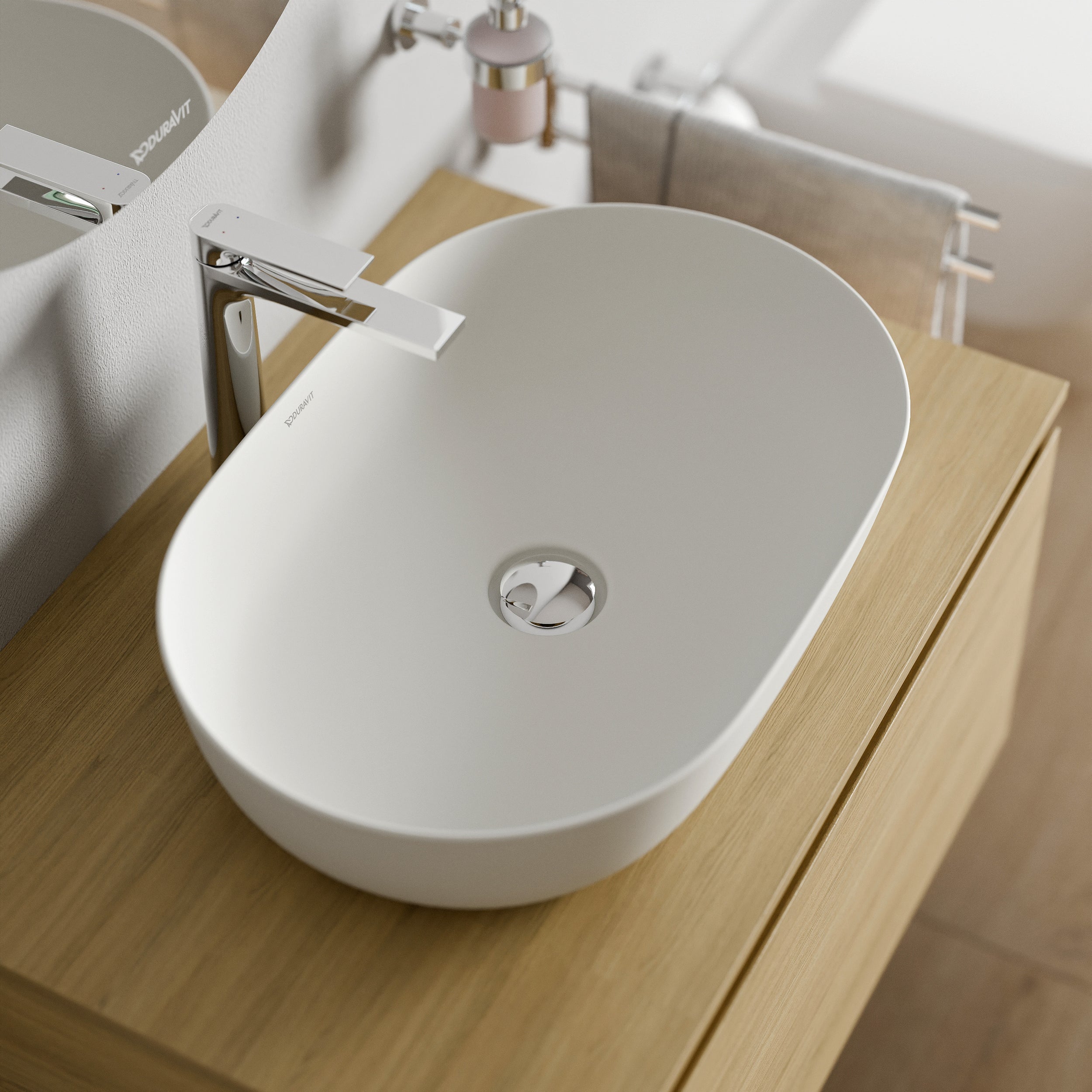 Lavabo sobre encimera Duravit Lagoa 60 cm, DuraCast Smooth - Blanco mate