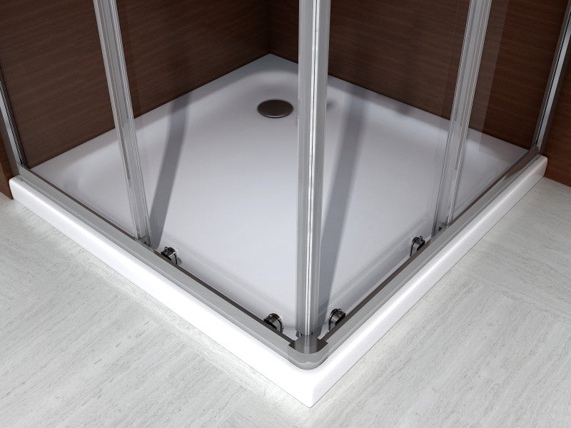 Mampara de ducha de esquina EX506 - 80 x 80 x 195 cm  - con doble puerta corredera - en auténtico cristal NANO