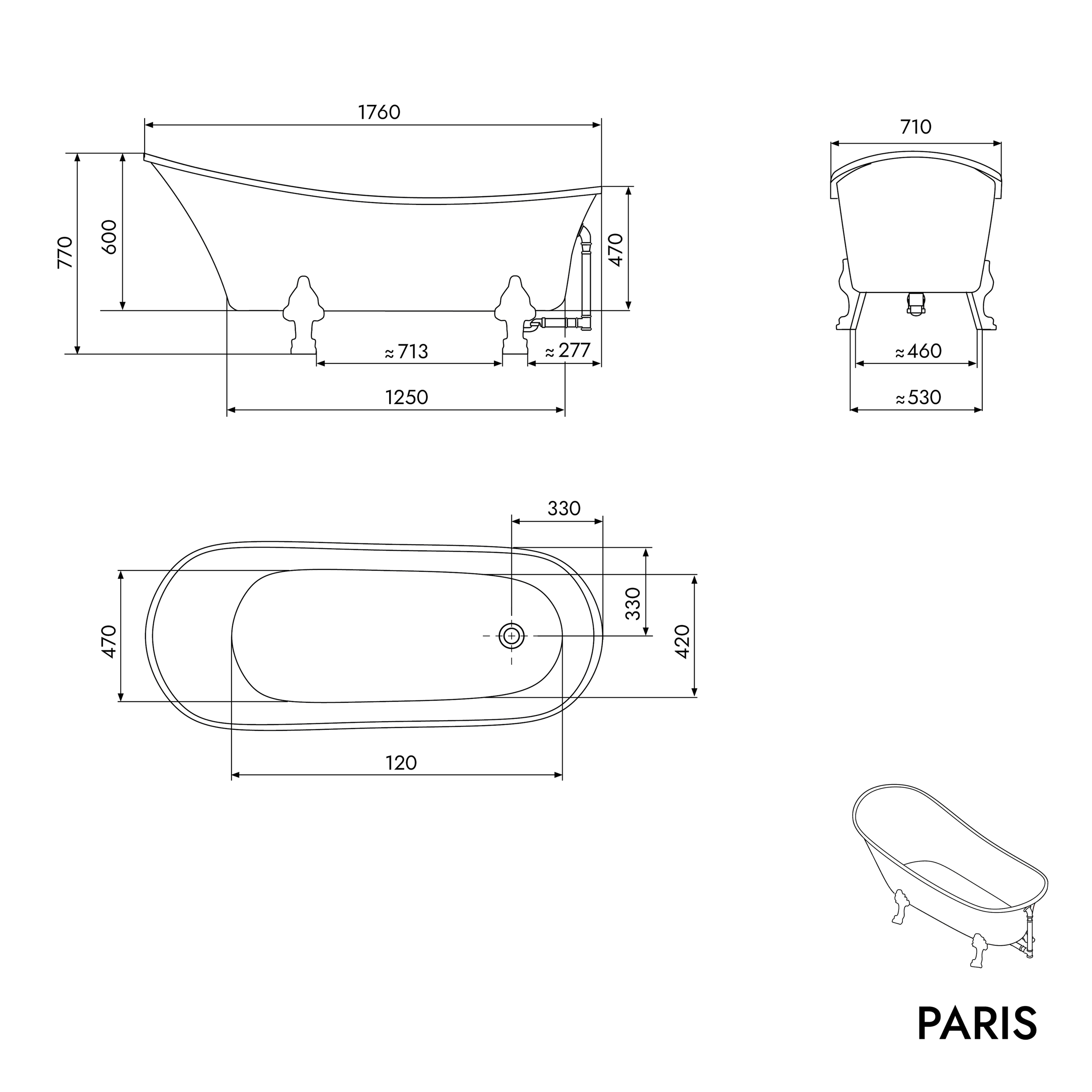 Bañera exenta PARIS acrílica