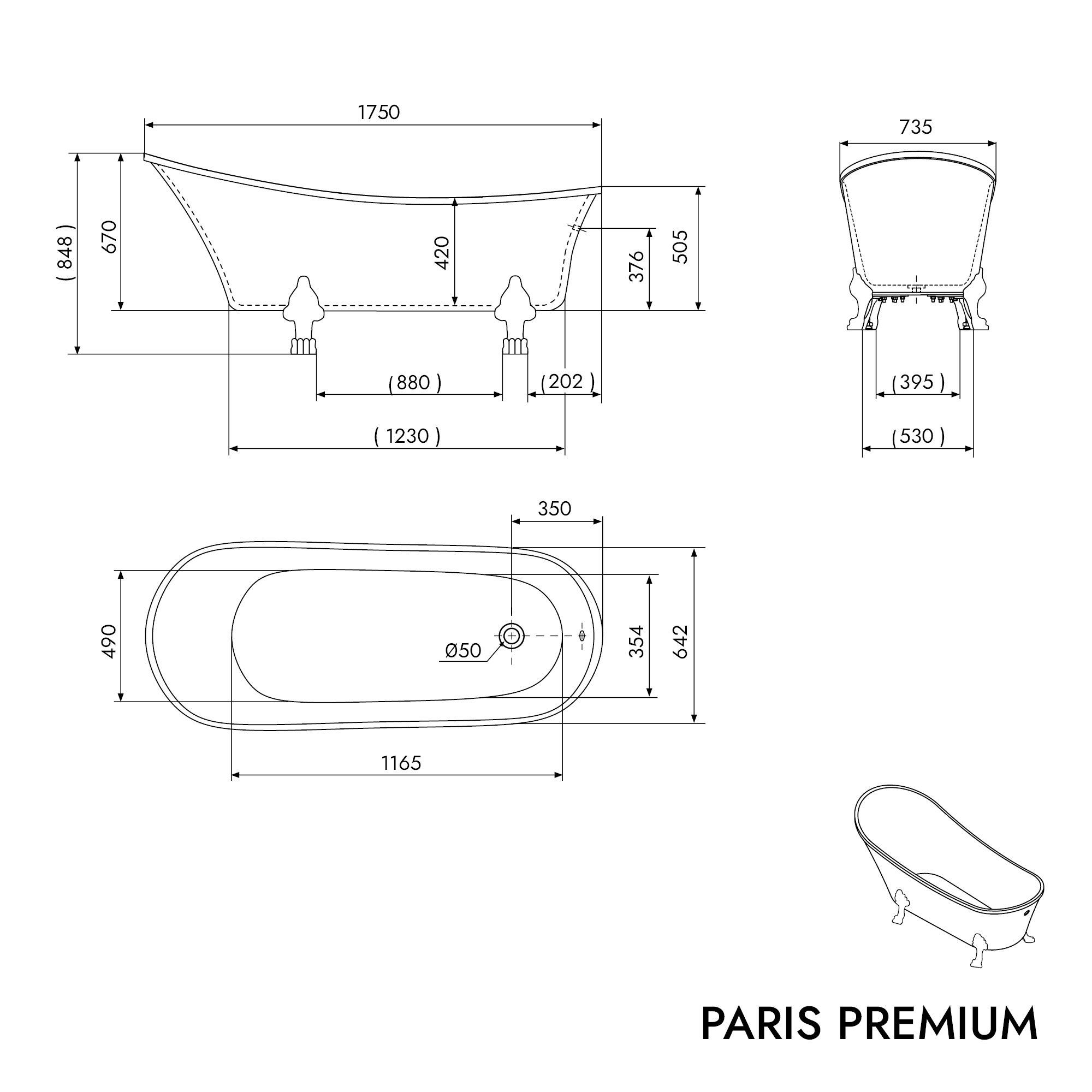Bañera exenta PARIS PREMIUM