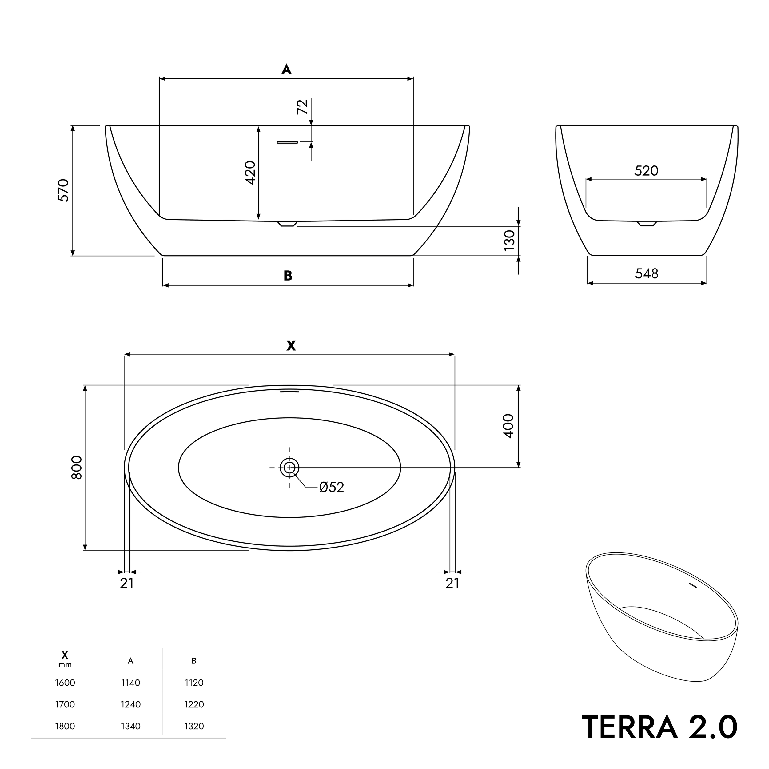 Bañera independiente TERRA 2.0