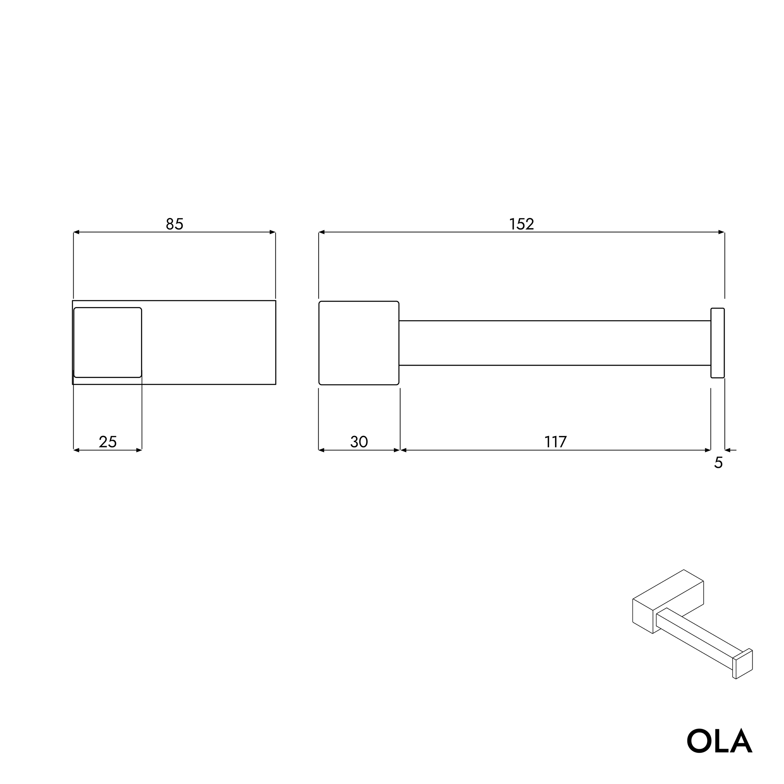 Portarrollos de papel OLA - con estante