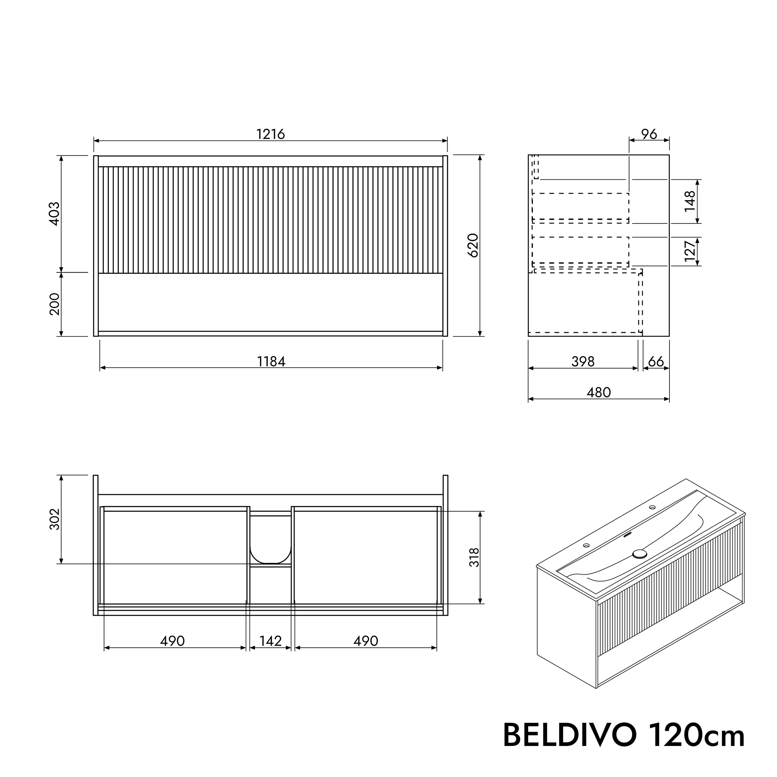 Conjunto de muebles de baño BELDIVO 120 cm