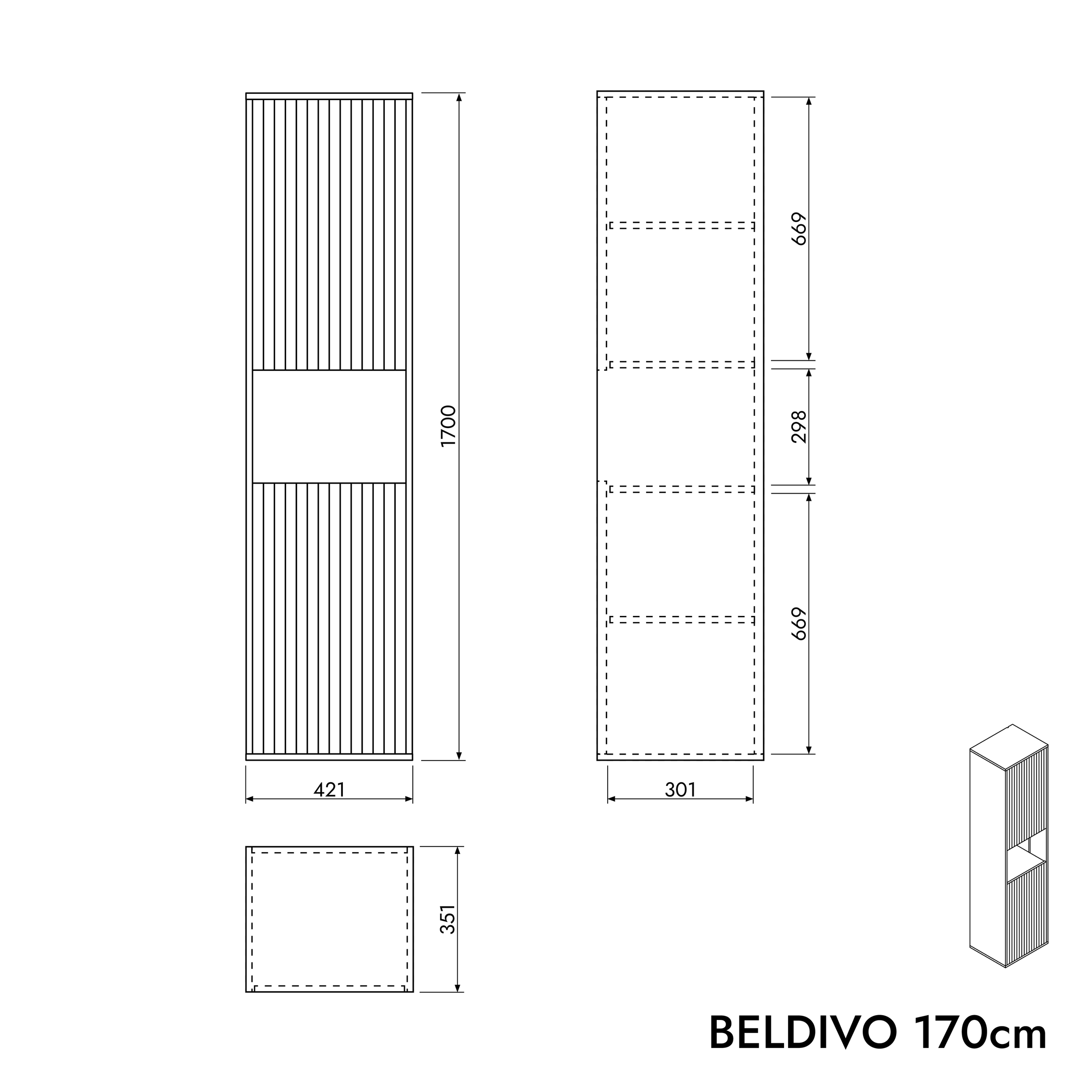 Armario alto BELDIVO 170 cm