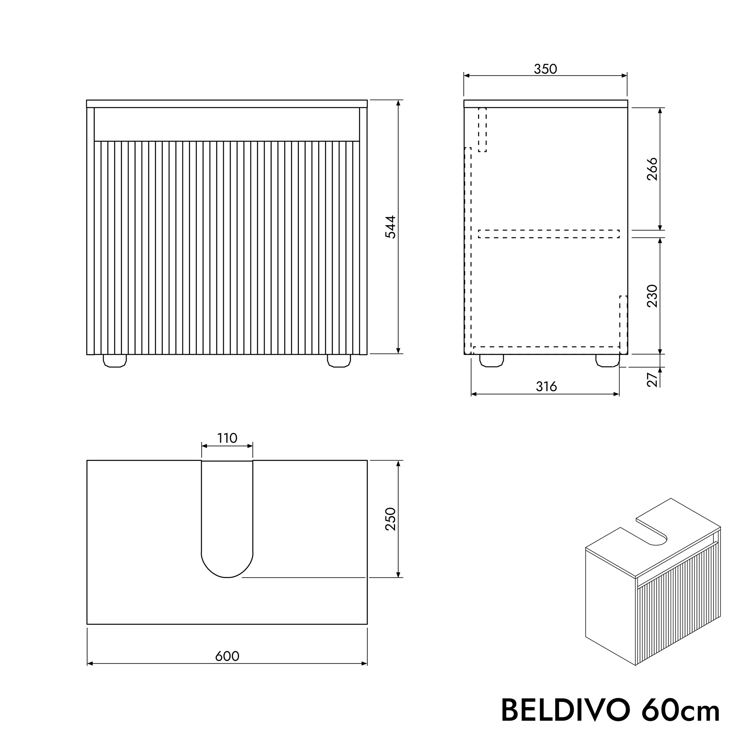 Mueble bajo lavabo BELDIVO 60 cm
