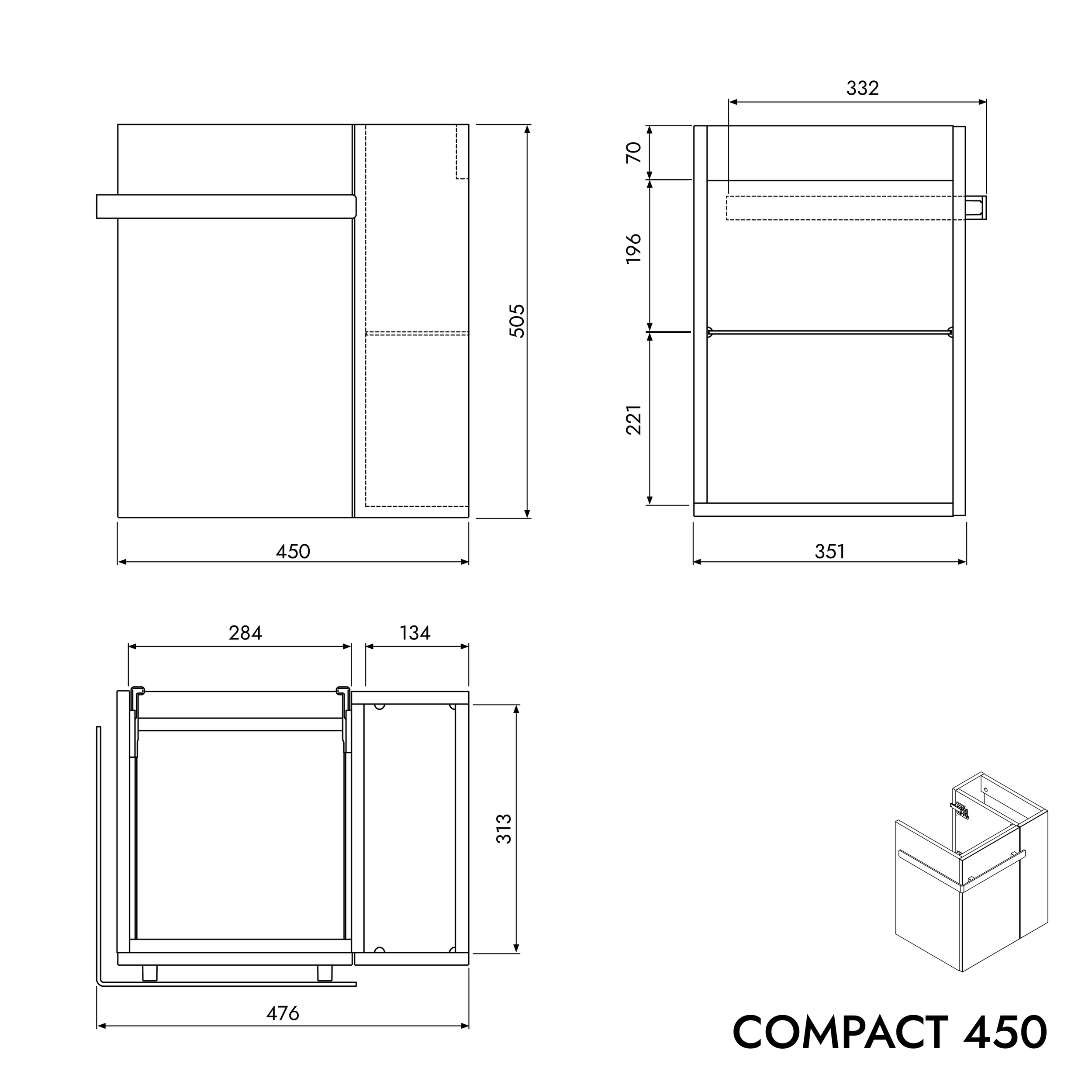 Mueble para WC de invitados COMPACT 450