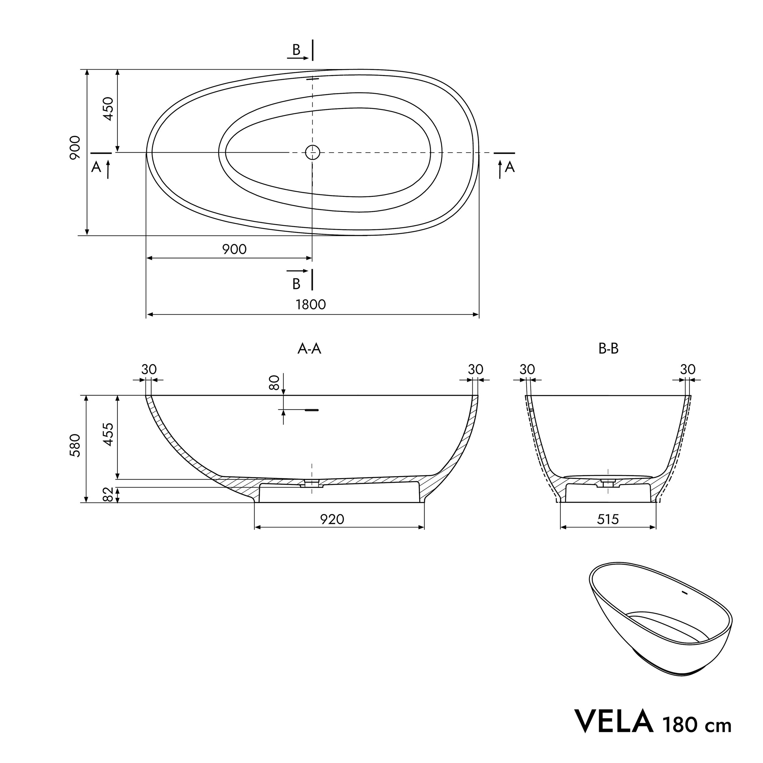 Bañera independiente VELA STONE