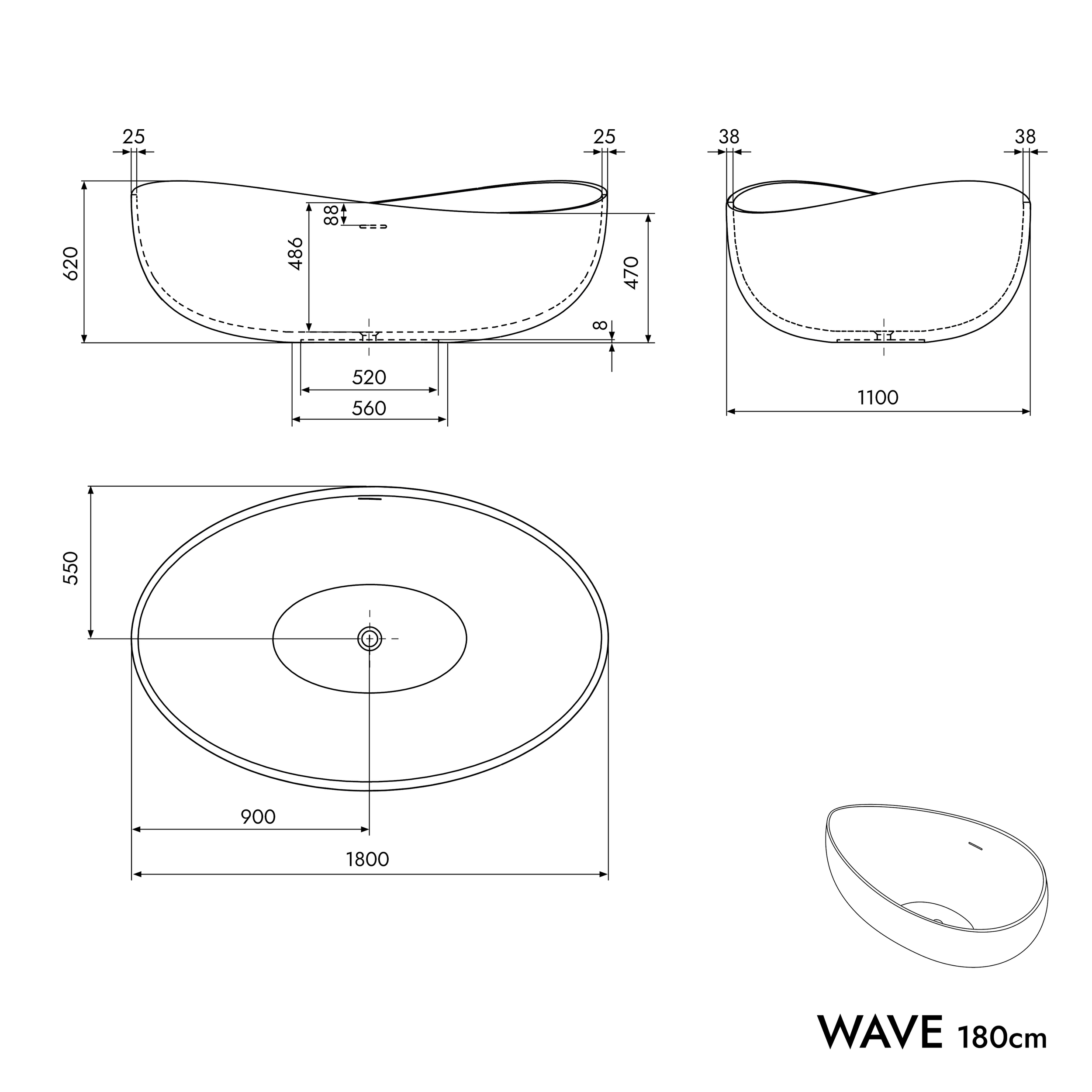 Bañera exenta WAVE STONE