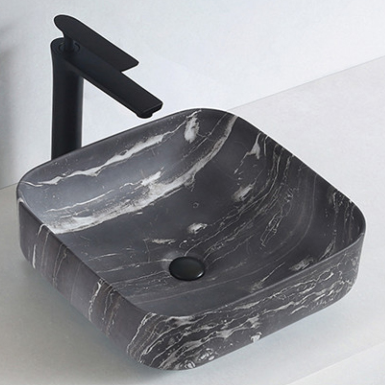 Lavabo de encimera KW6134 de cerámica sanitaria - 38,5 x 38,5 x 13,5 cm - color opcional