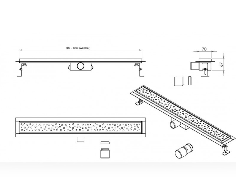 Canal de ducha de acero inoxidable GL01