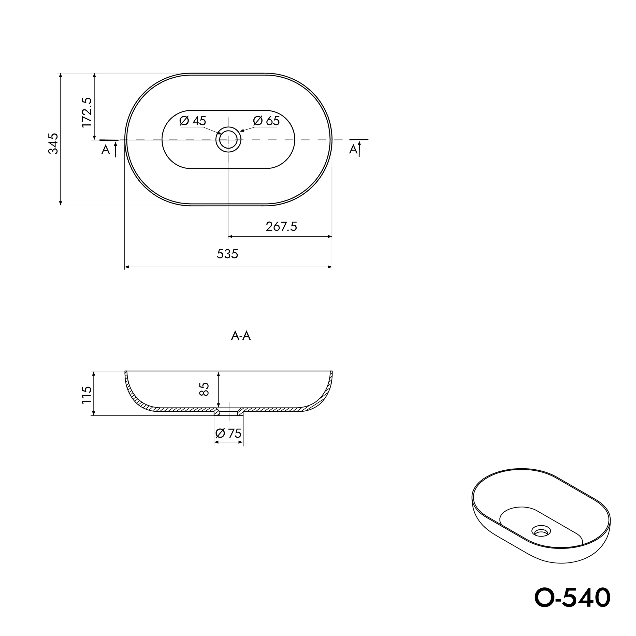 Lavabo de encimera O-540