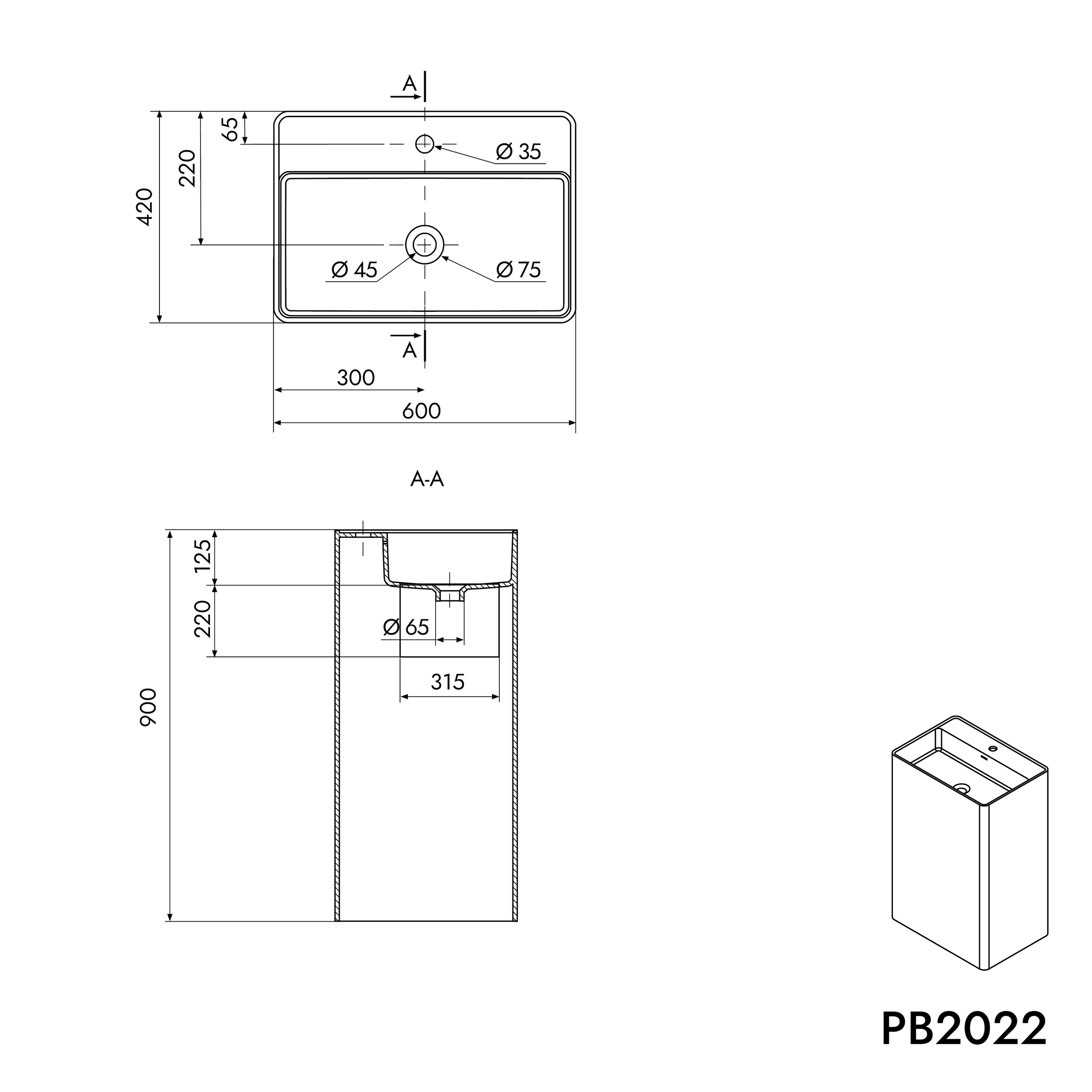 Lavabo independiente PB2022