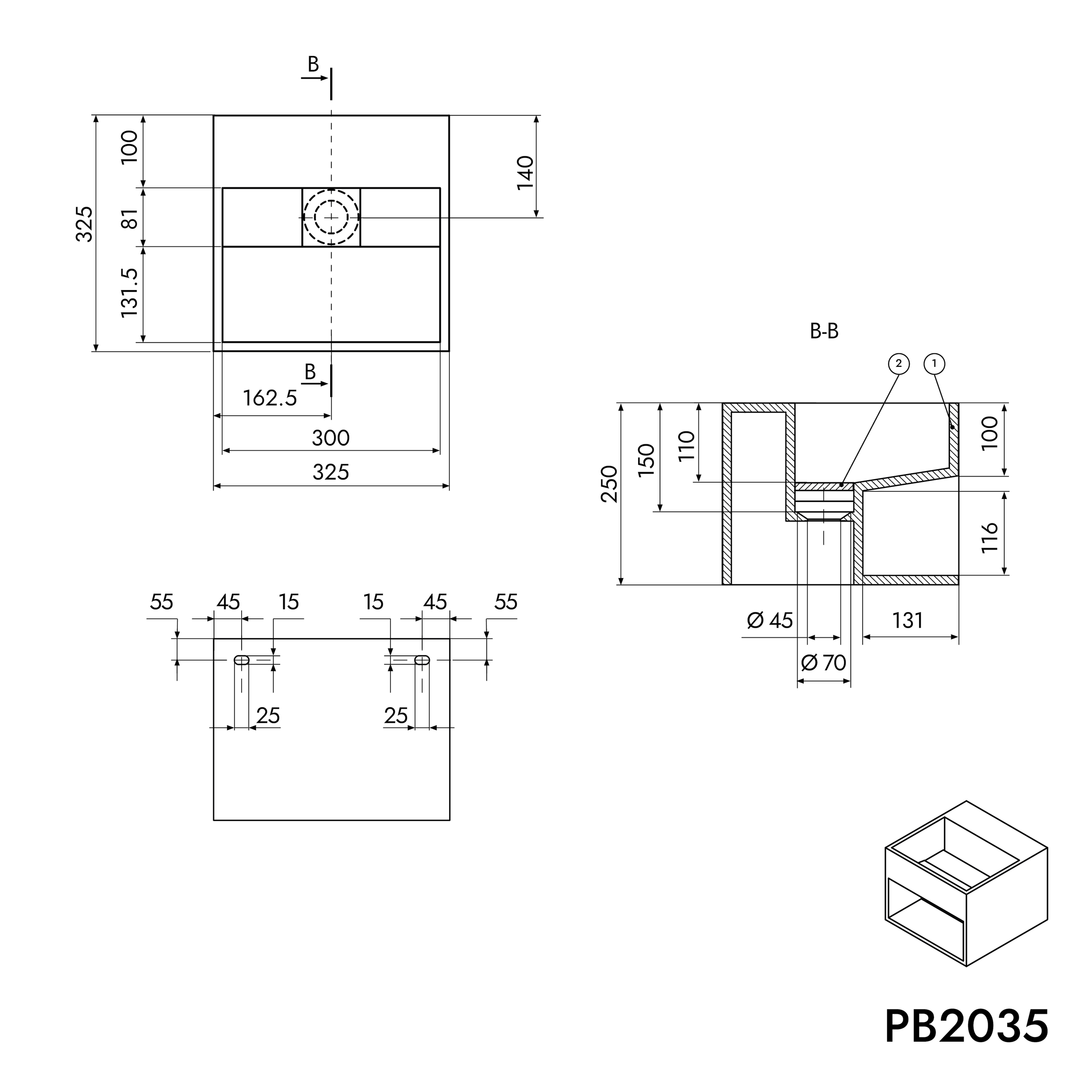 Lavabo mural PB2035