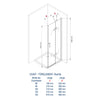 Esquina de cabina de ducha de vidrio templado de seguridad NANO transparente DX407 de 8 mm de grosor - anchura seleccionable 