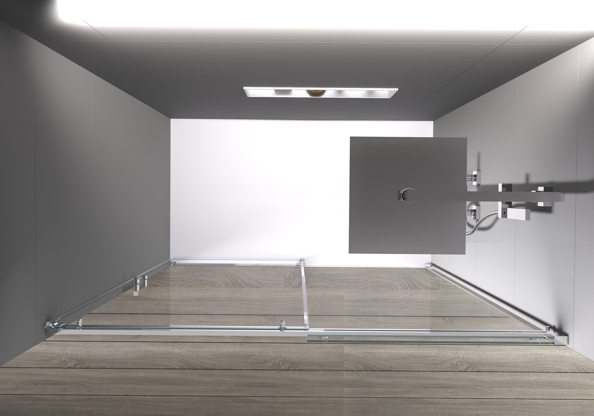 Mampara de ducha fija y puerta deslizante DX806A FLEX de cristal auténtico con tratamiento Nano - se puede seleccionar la anchura