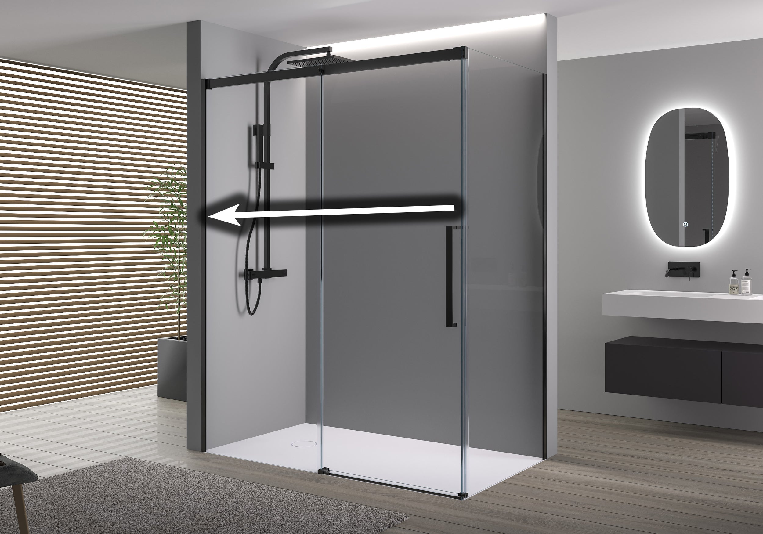 Ducha rinconera con puerta corredera Soft-Close DX906 FLEX