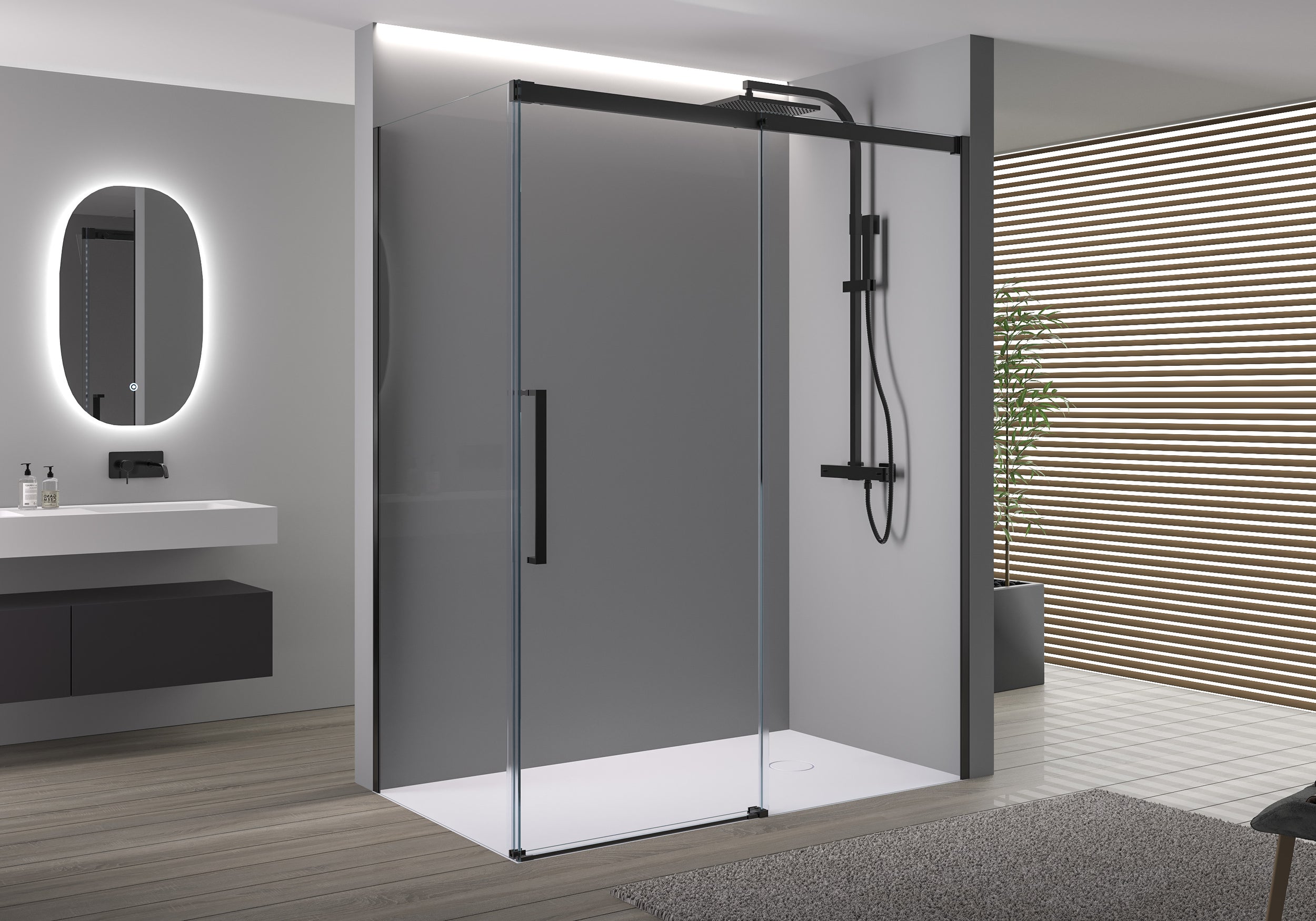 Ducha rinconera con puerta corredera Soft-Close DX906 FLEX