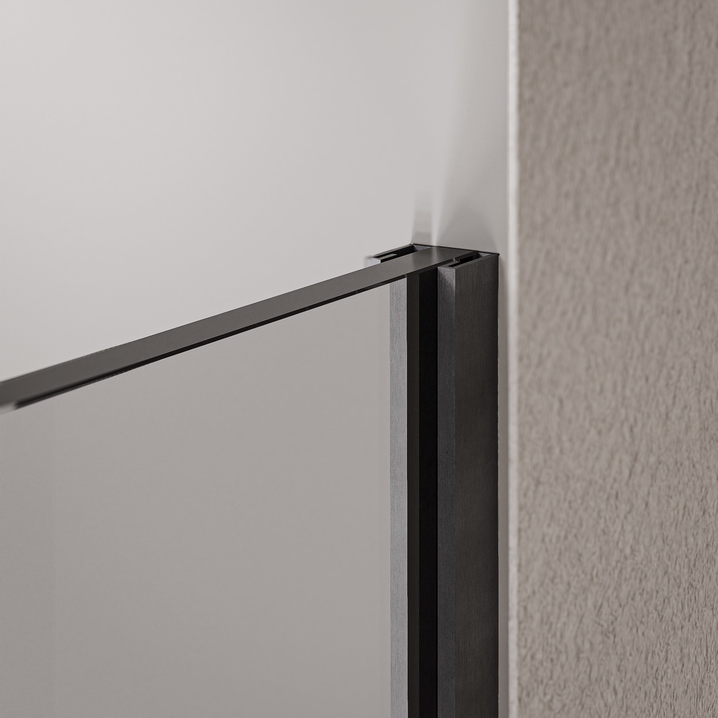 Walk-In 10mm Nano cristal transparente EX102 - perfil de acero inoxidable negro grafito cepillado - ancho seleccionable