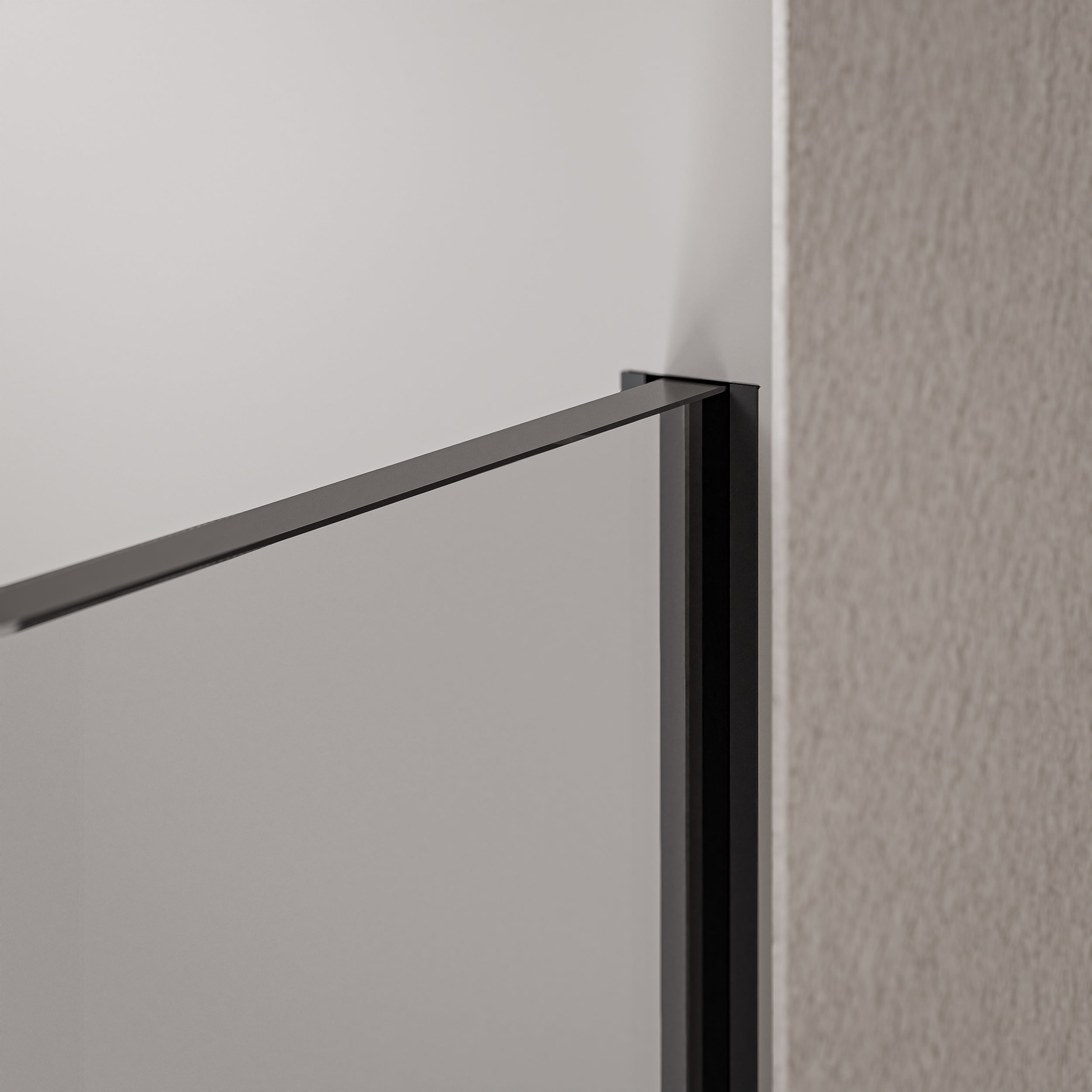 Mampara de ducha Walk-in Cristal nano transparente de 10 mm EX102 - 1 pared de cristal perfil de acero inoxidable negro mate - anchura seleccionable