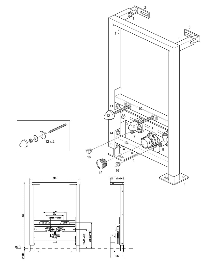 Elemento de montaje de preinstalación de bidé Bernstein G30013A